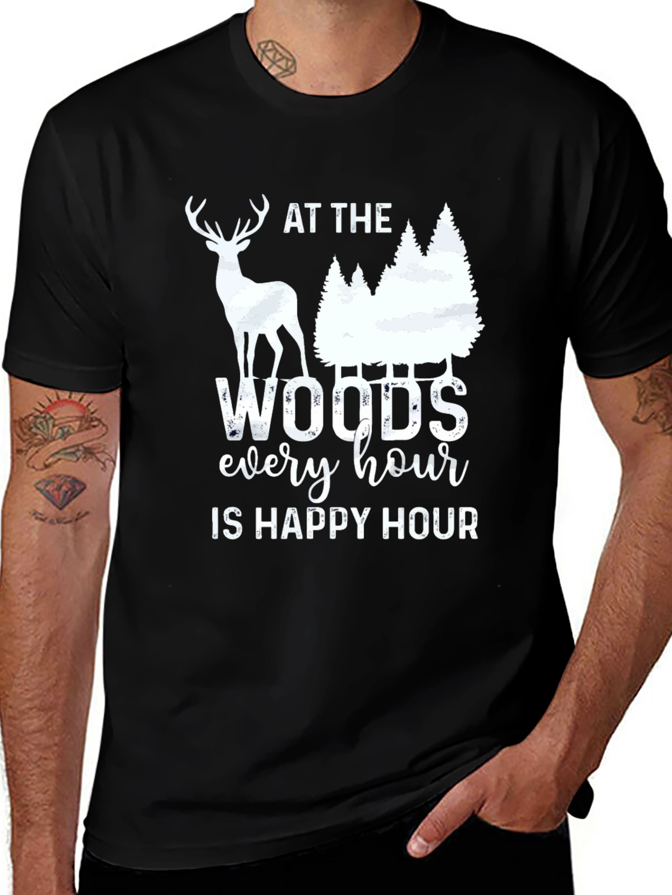 Variant 12 of At The Woods Every Hour Is Happy Hour T-Shirt