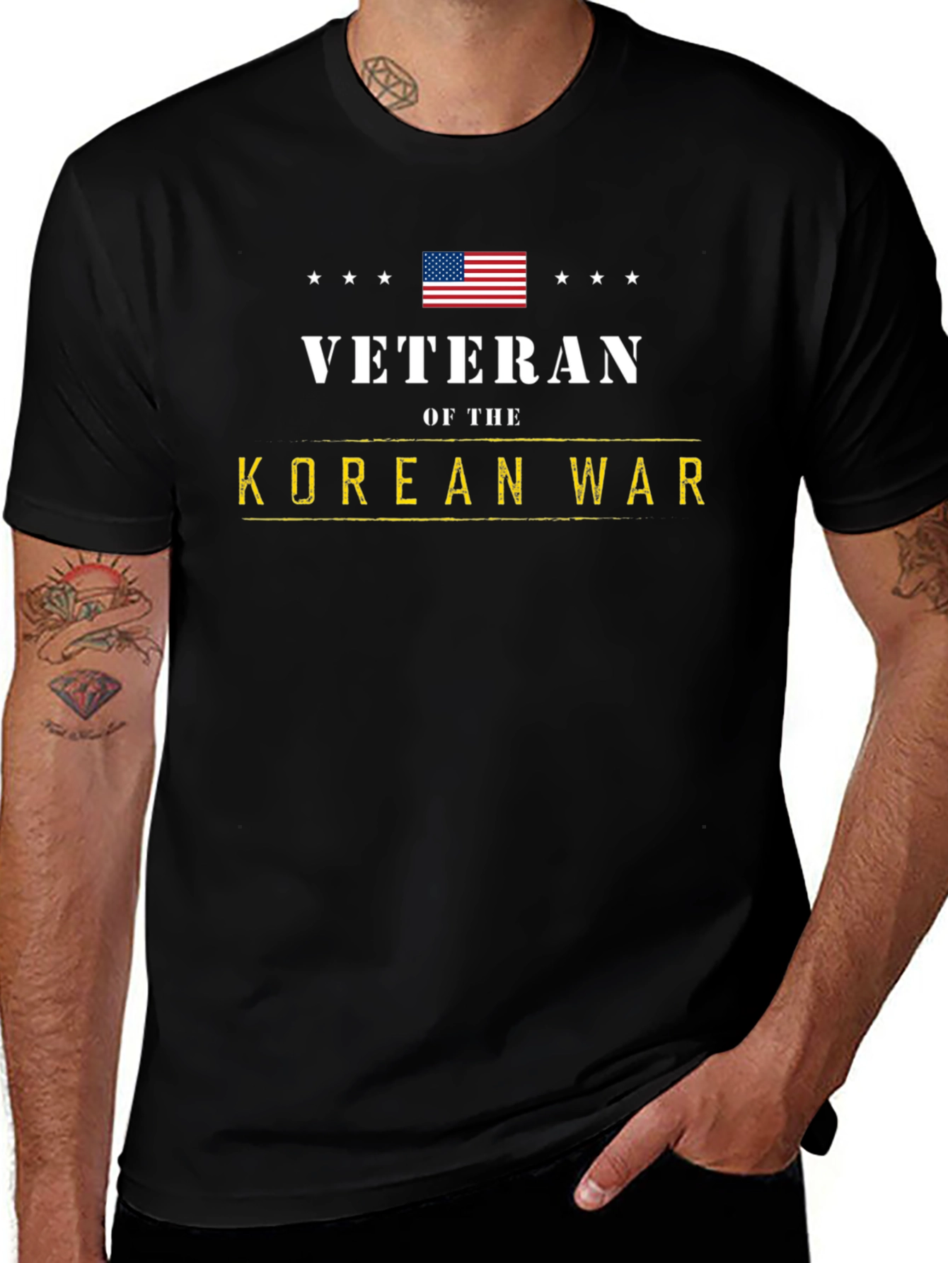 Korean War Veteran T-Shirt - Patriotic USA Flag Tee