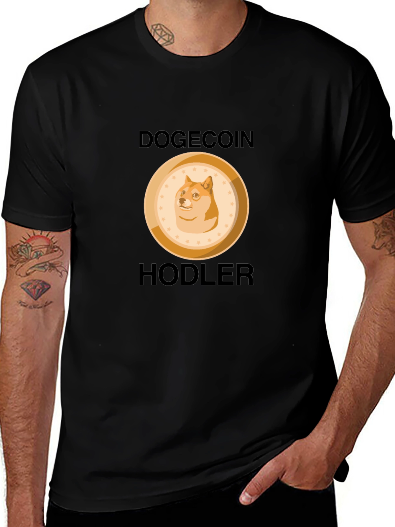 Variant 17 of Dogecoin Hodler Black T-Shirt - Crypto Fashion