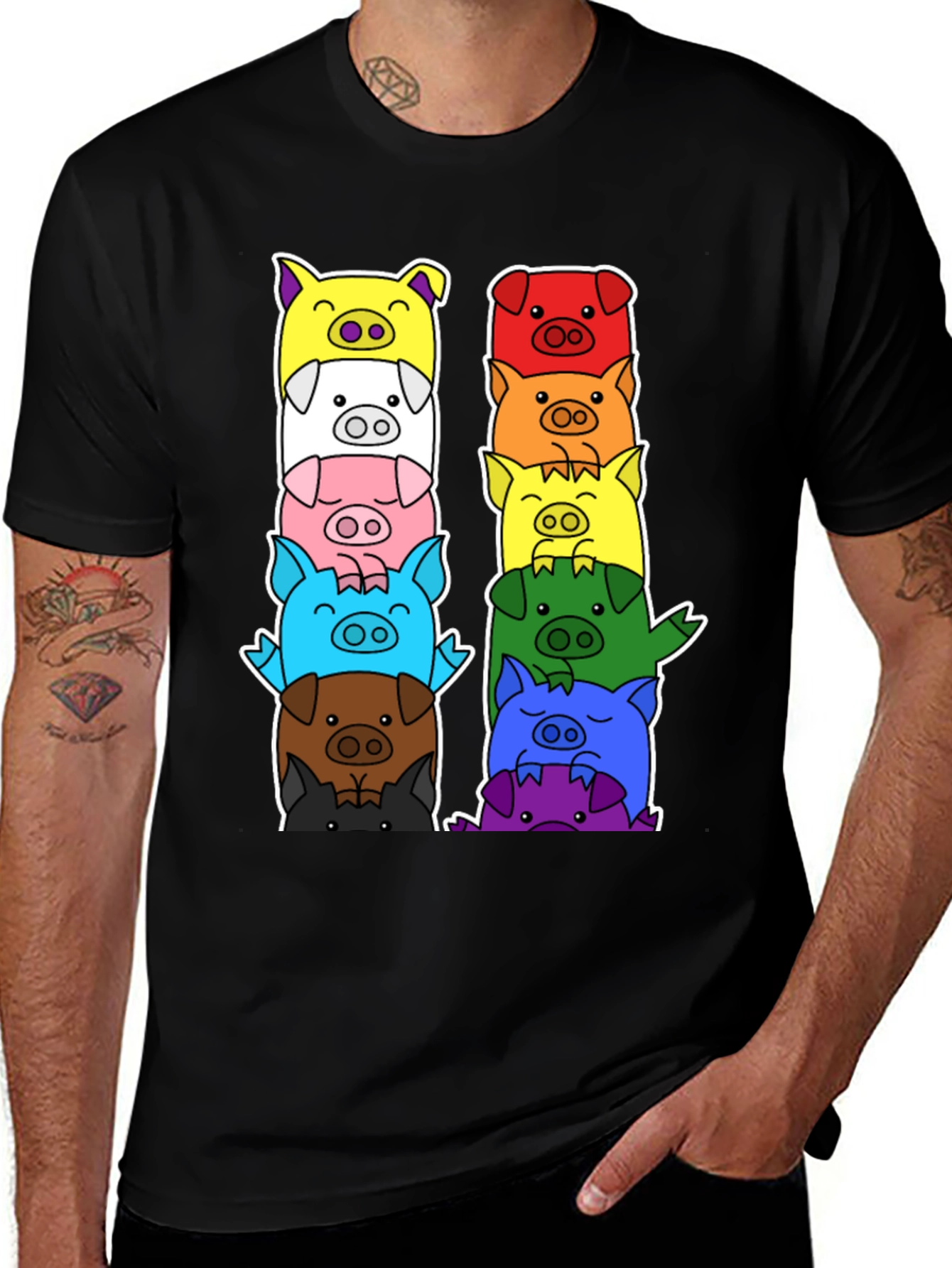 Variant 26 of Colorful Pig Stack T-Shirt
