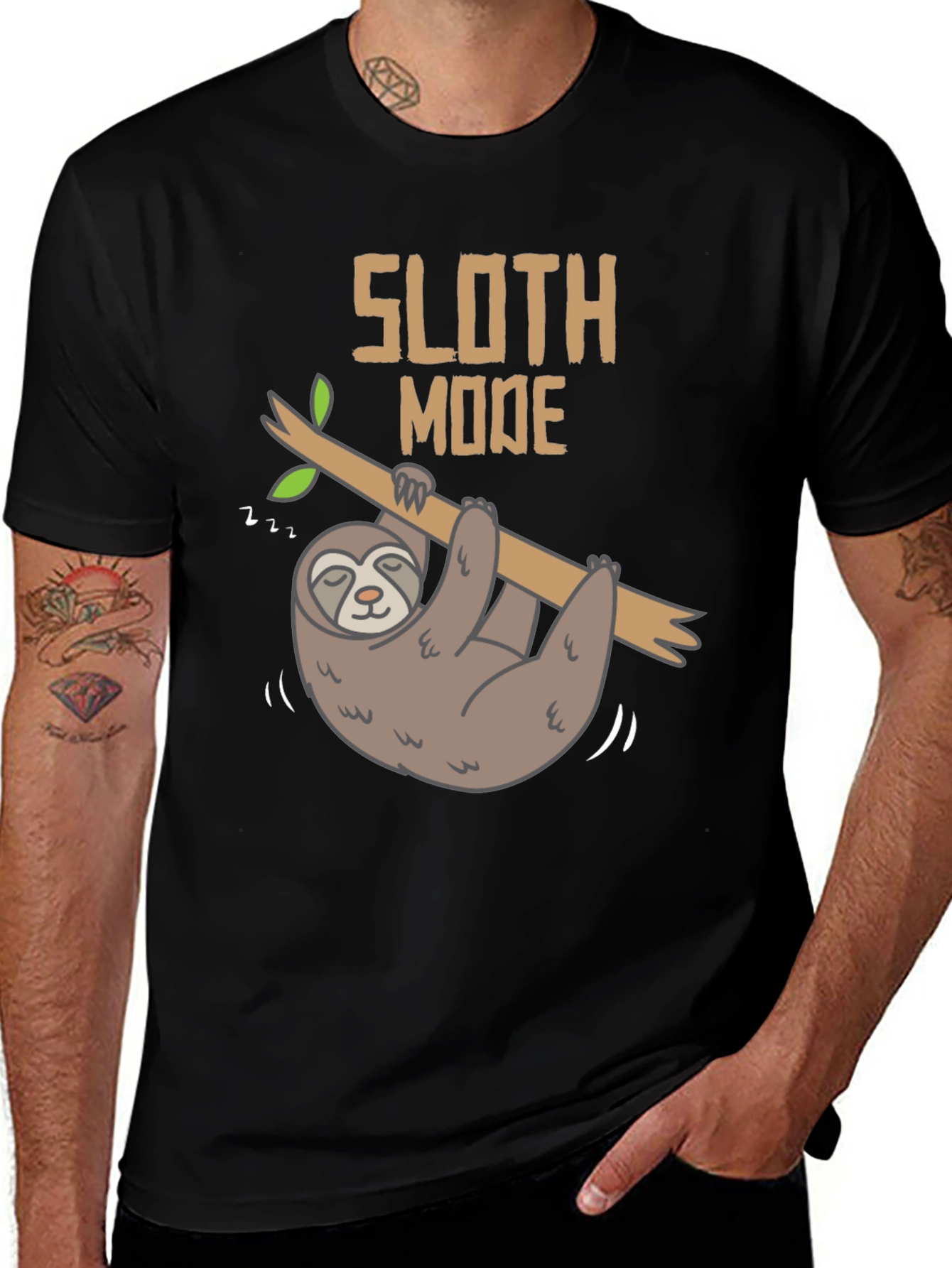 Variant 10 of Sloth Mode Black Graphic T-Shirt