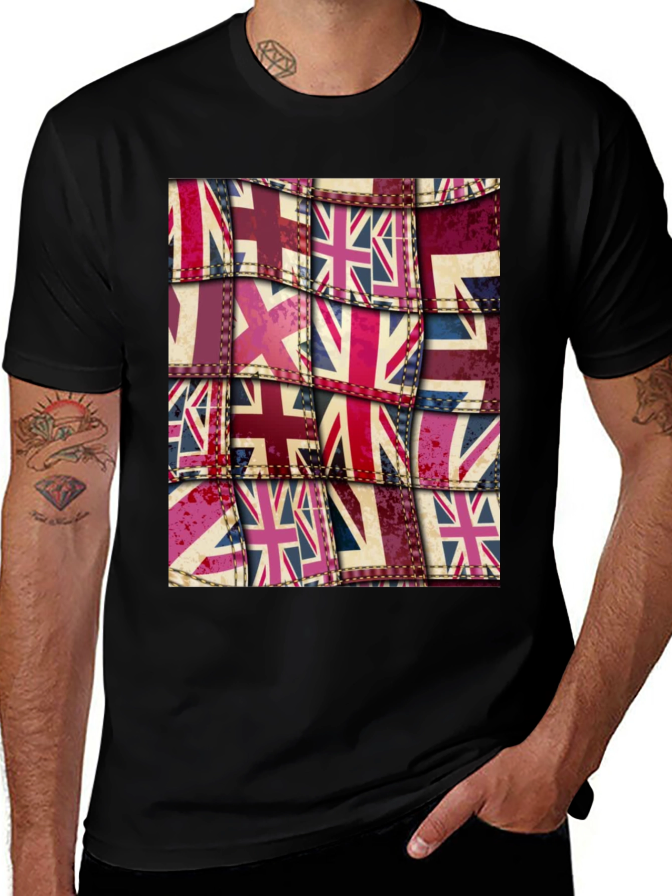 Variant 15 of Union Jack Flag Patchwork Graphic Tee