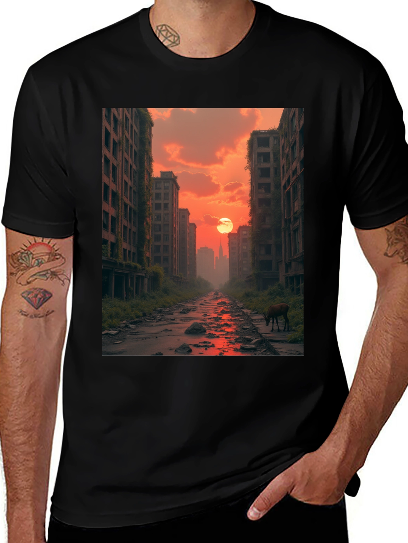 Variant 29 of Apocalyptic Cityscape Graphic Tee