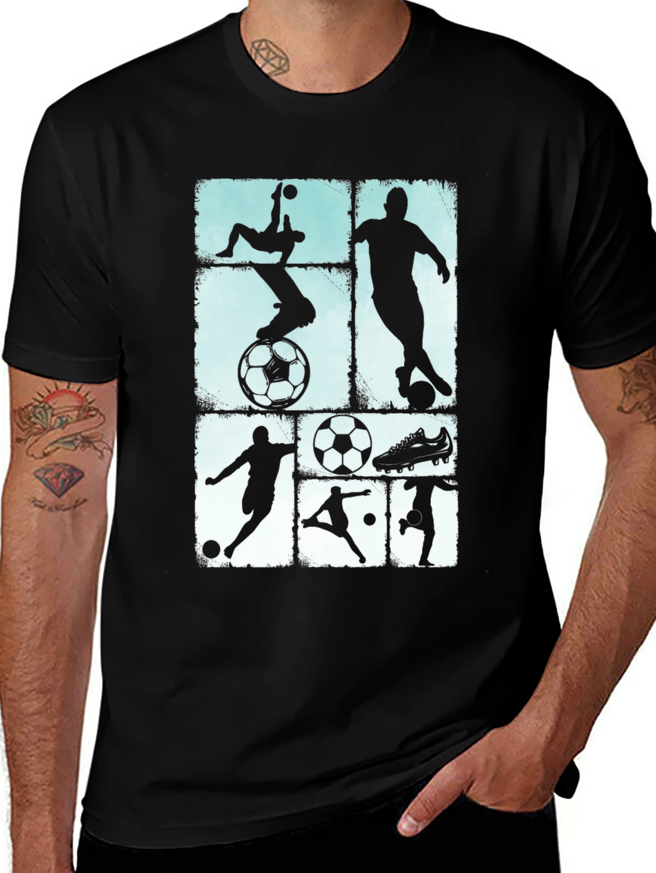 Variant 24 of Soccer Silhouettes Black Graphic Tee