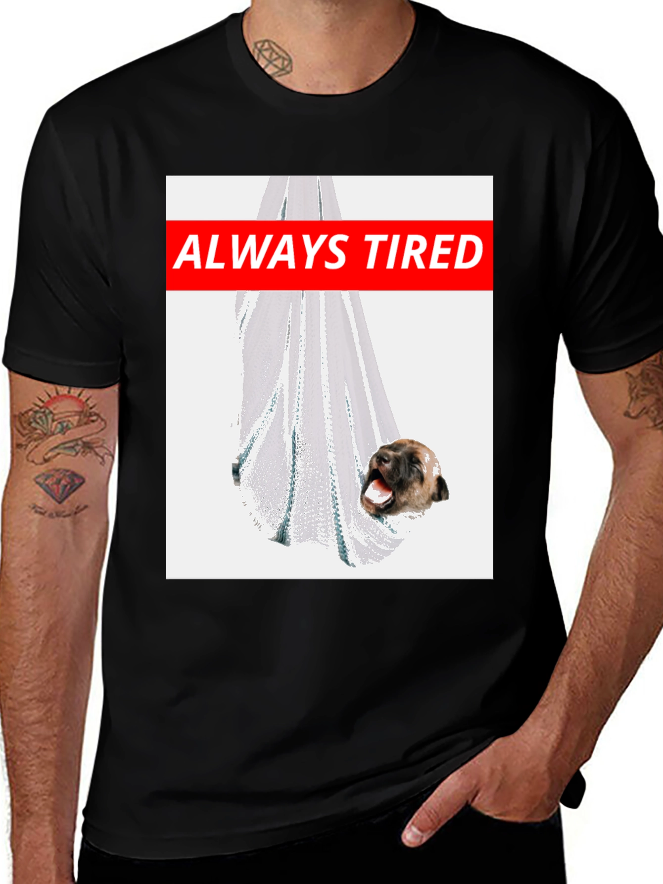 Variant 19 of Always Tired Dog T-Shirt: Funny Graphic Tee