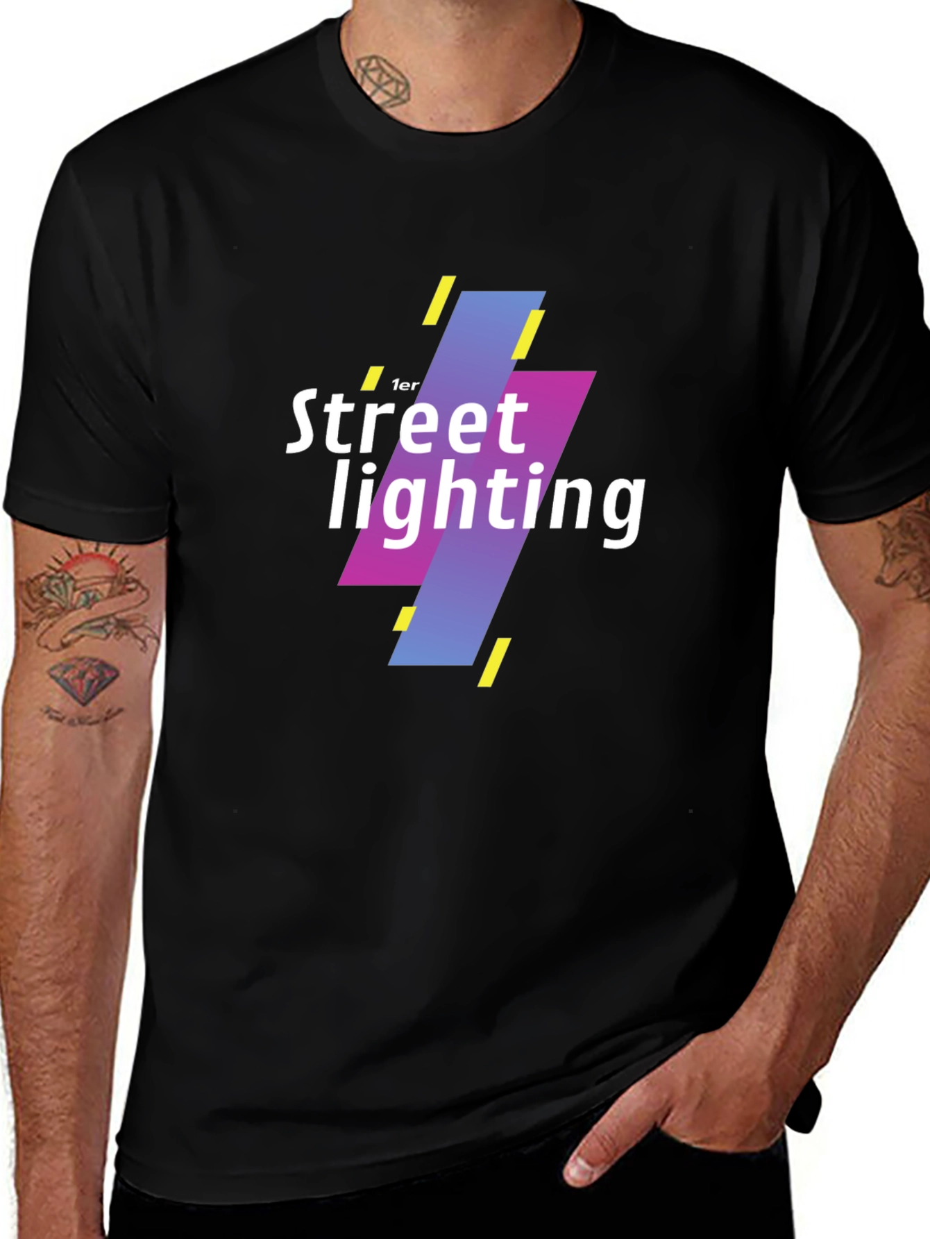 Variant 15 of Street Lighting Graphic Tee - Modern Black T-Shirt