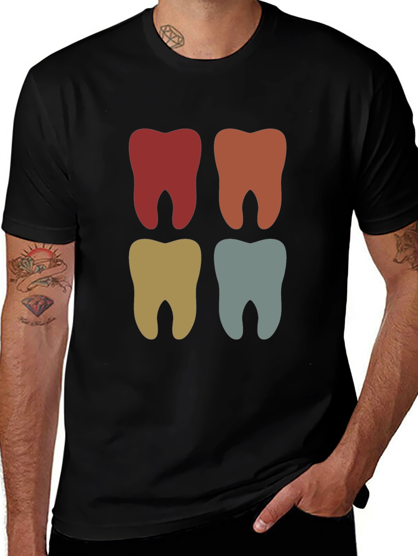 Variant 7 of Retro Tooth Graphic Tee - Dental Style T-Shirt