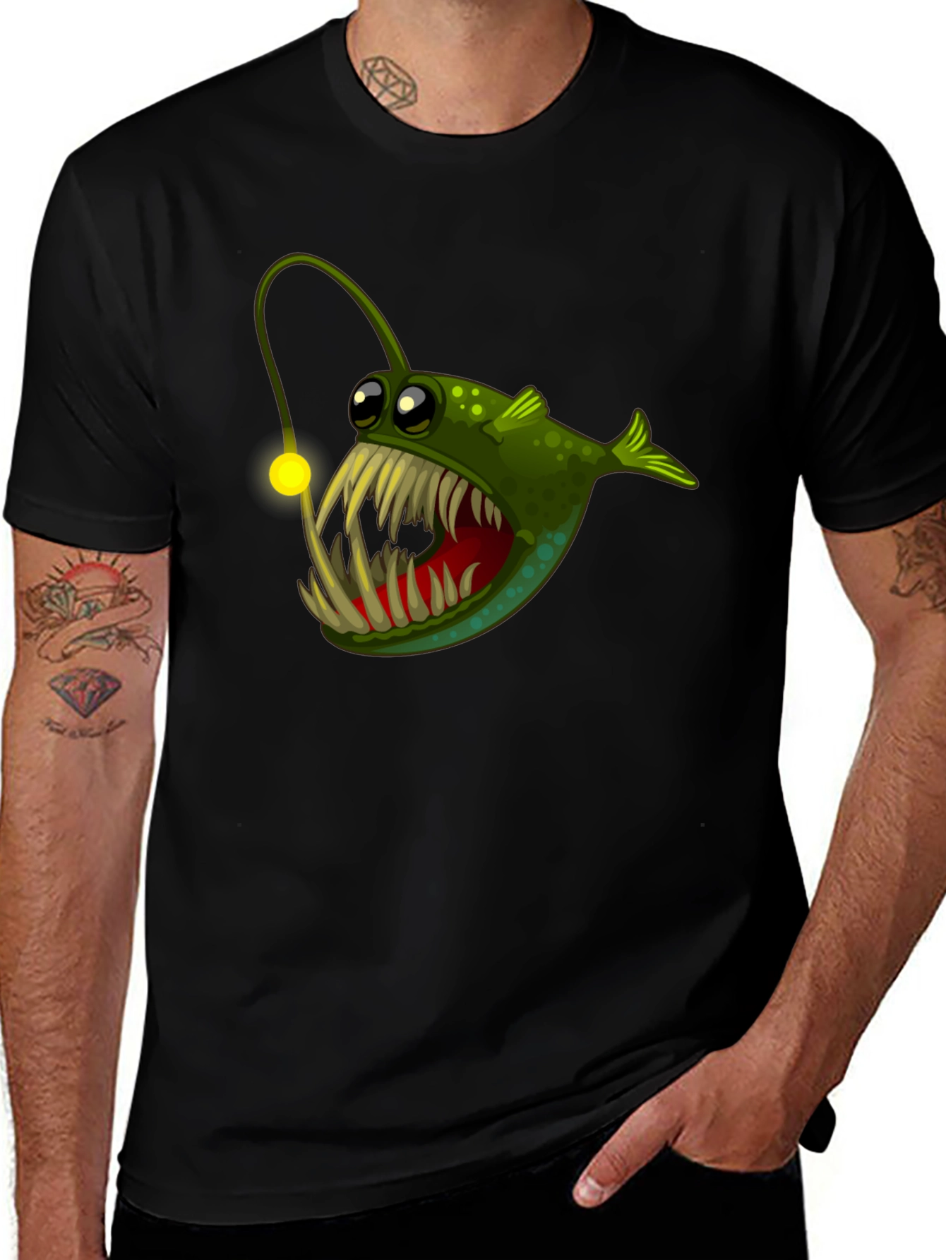 Angler Fish Graphic Tee - Unique Cartoon Design
