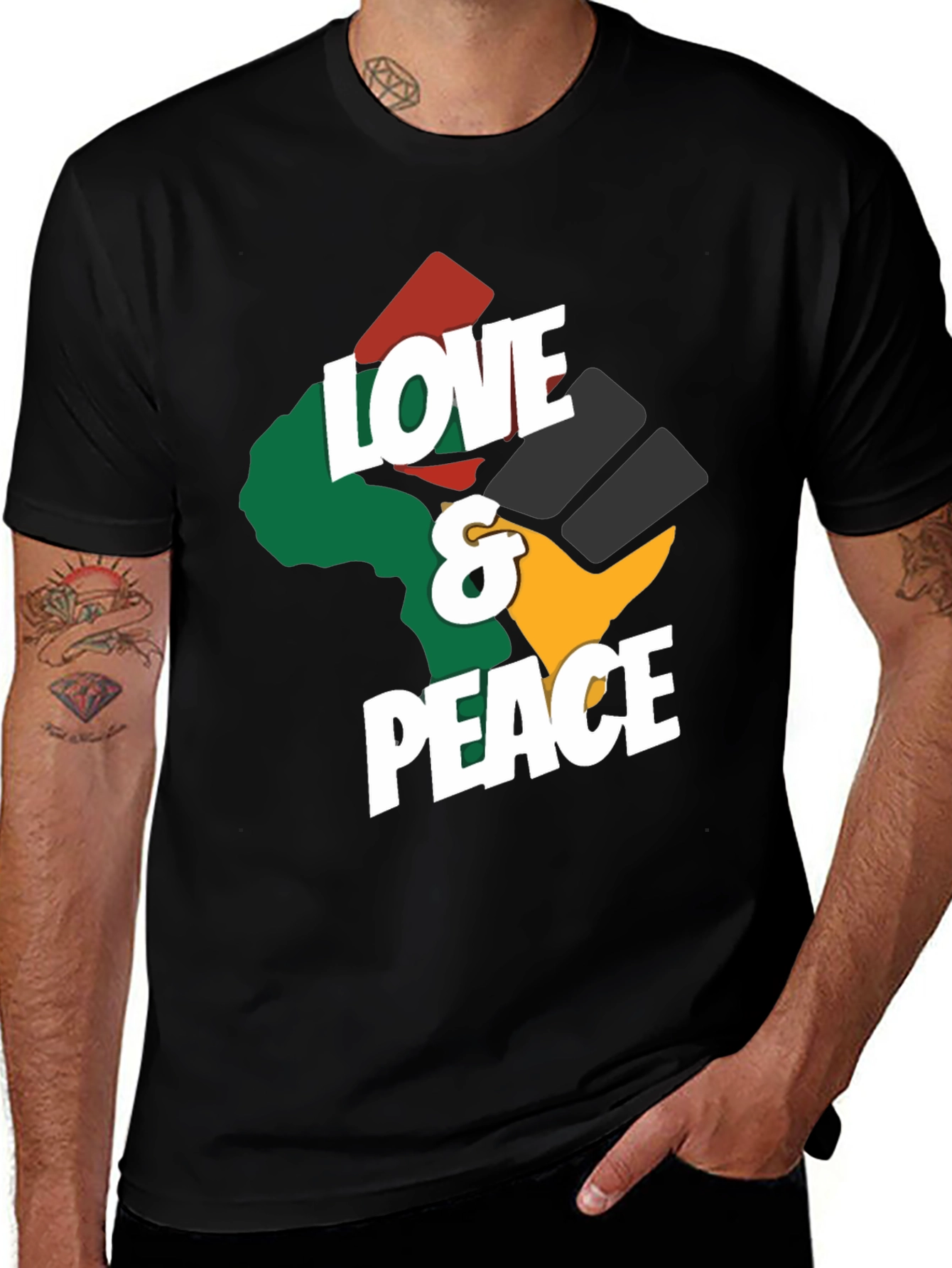 Variant 24 of Love & Peace Africa Fist Graphic Tee