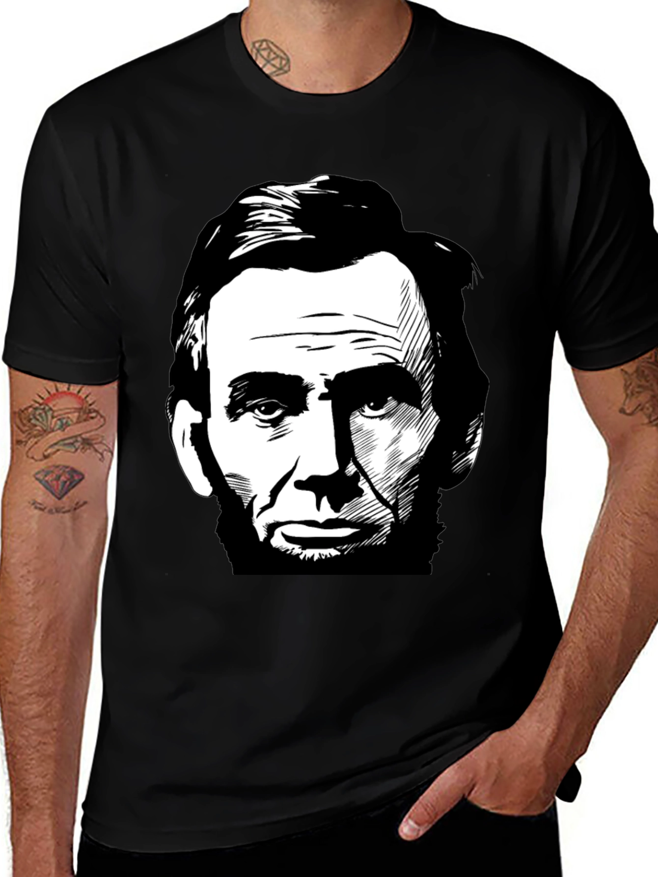 Lincoln Graphic Tee - Black Cotton T-Shirt