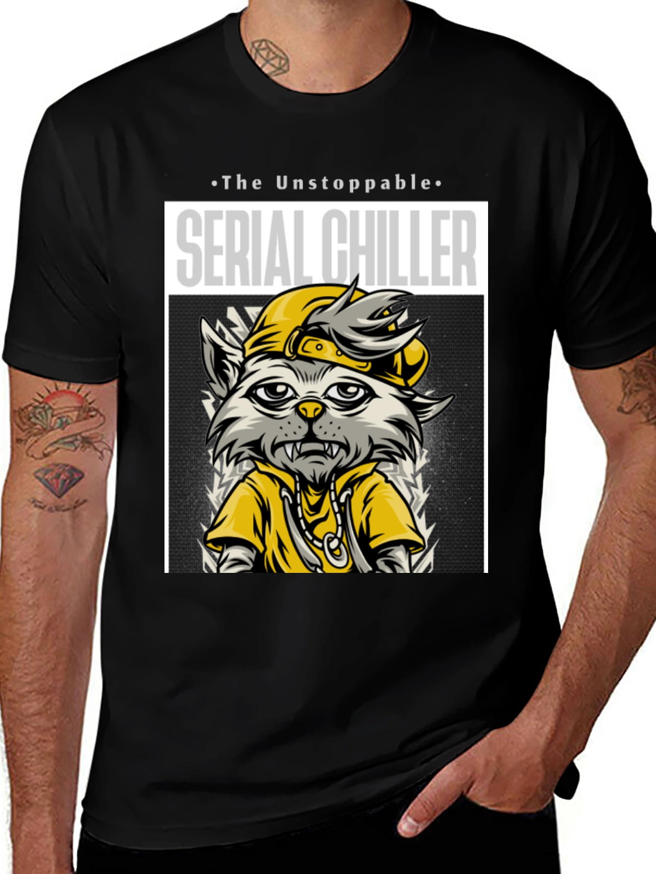 Variant 19 of Serial Chiller Cartoon Cat Graphic T-Shirt