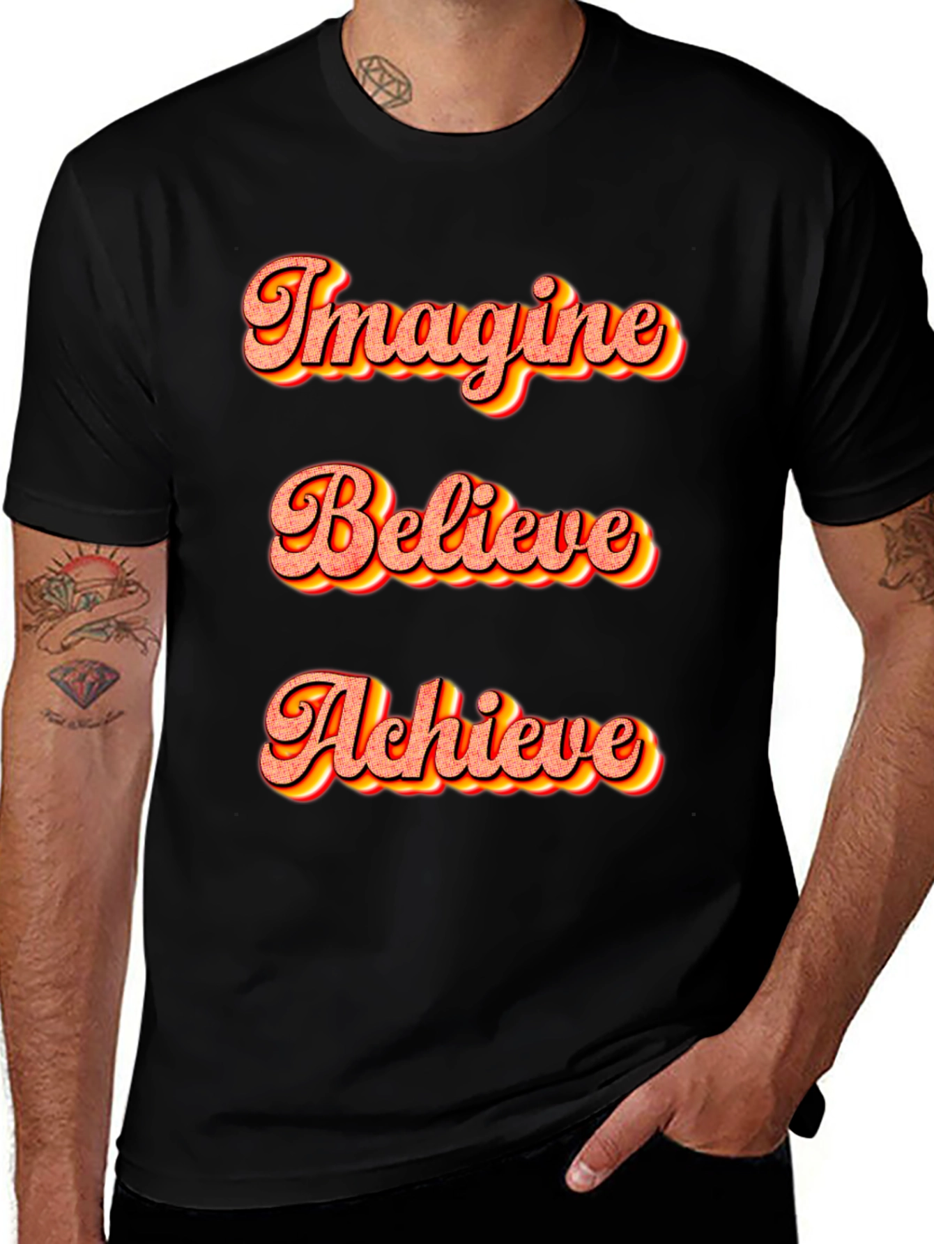 Imagine Believe Achieve Black T-Shirt