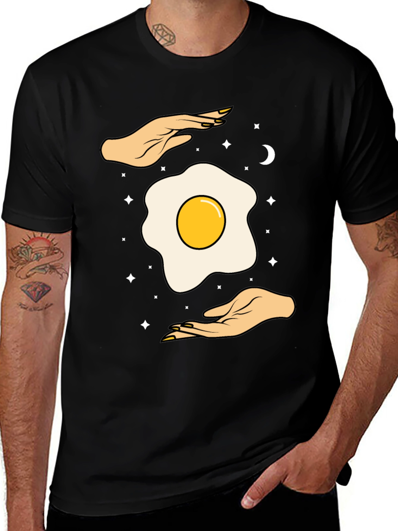 Fried Egg Graphic Tee - Celestial Hands Design