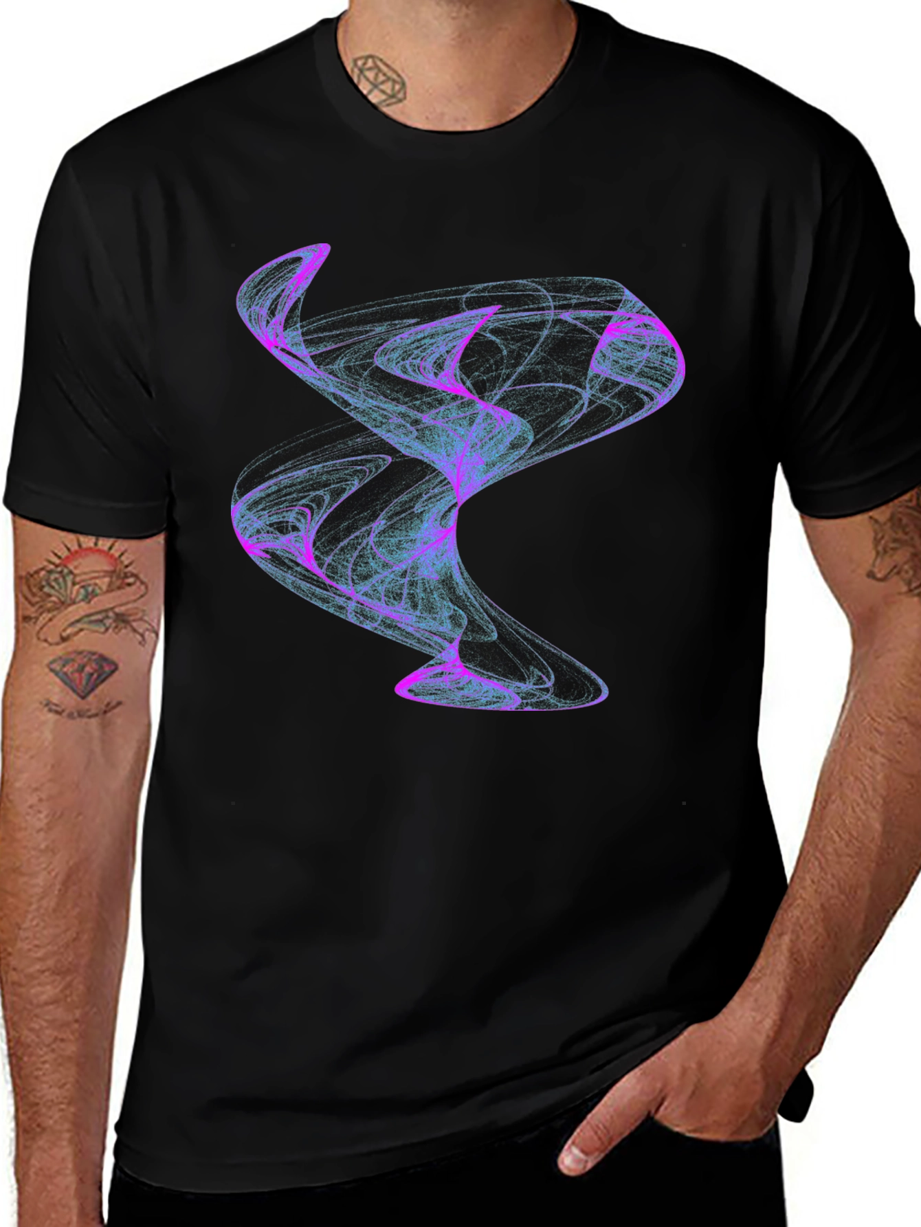 Variant 26 of Abstract Swirl Graphic Tee - Black