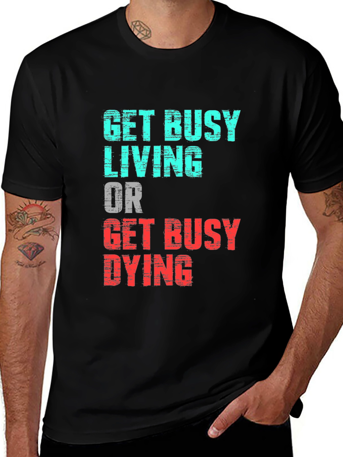 Black Get Busy Living Graphic Tee main image