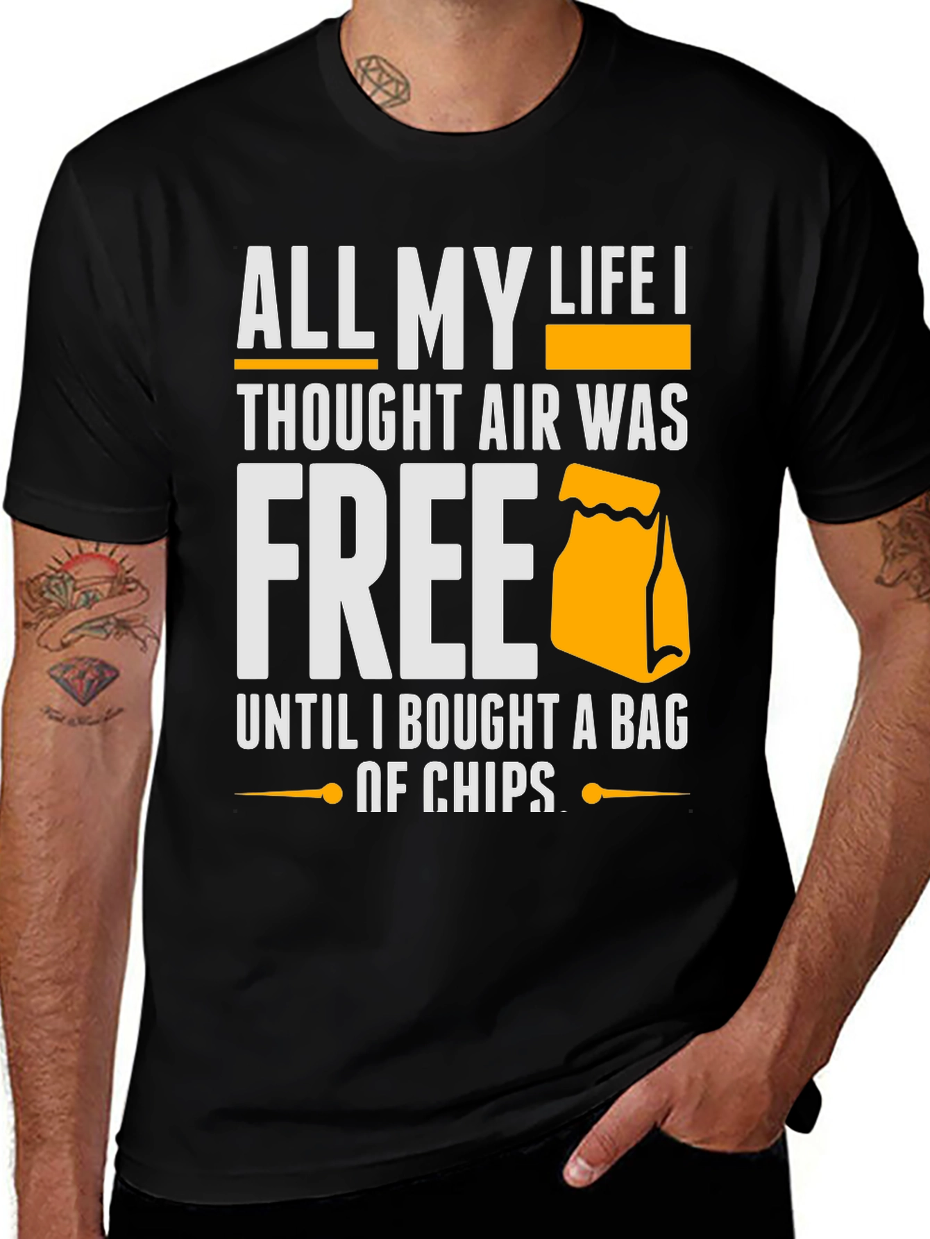 Variant 10 of Funny Chip Bag T-Shirt - All My Life I Thought Air Was Free