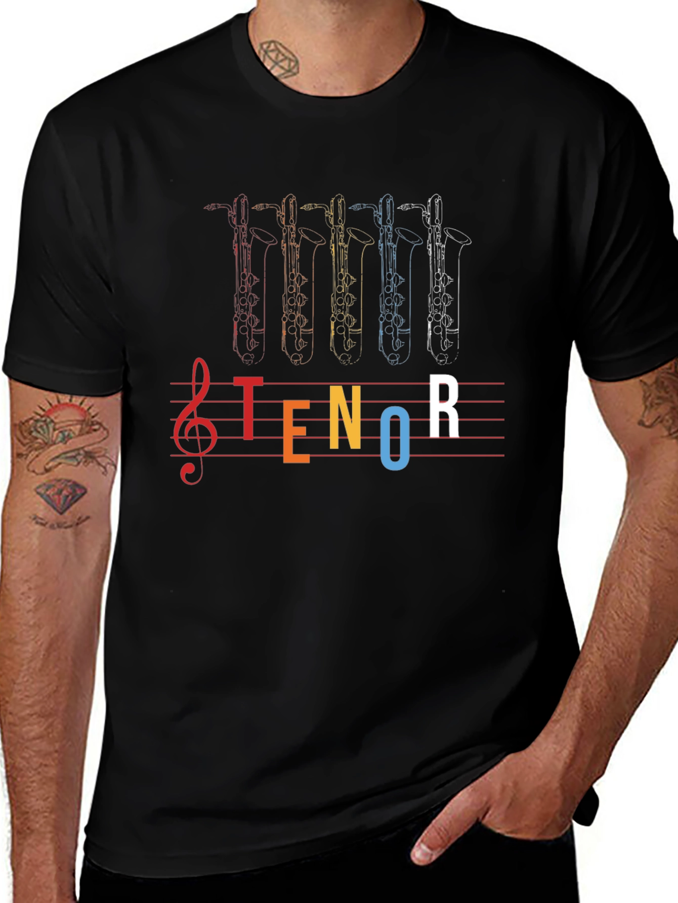 Tenor Saxophone Music T-Shirt - Black