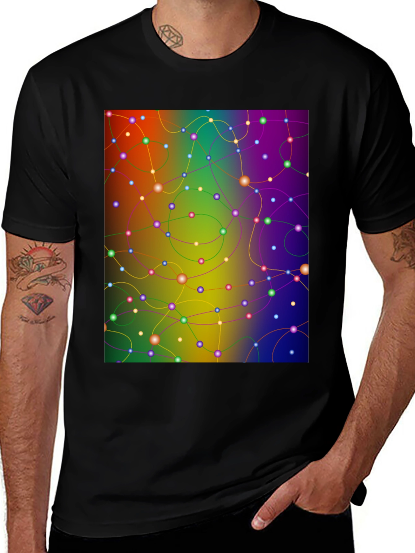 Variant 4 of Abstract Network Tee - Colorful Connection Shirt