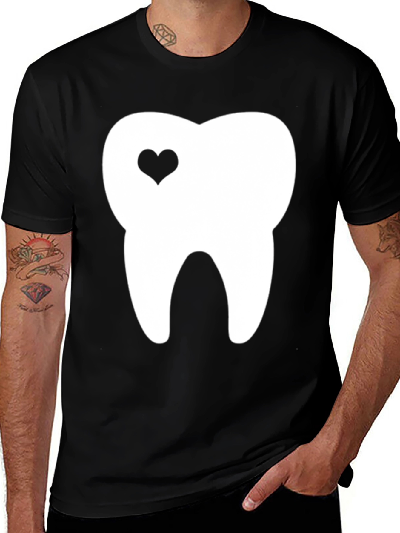 Variant 16 of Tooth With Heart Graphic Tee - Black