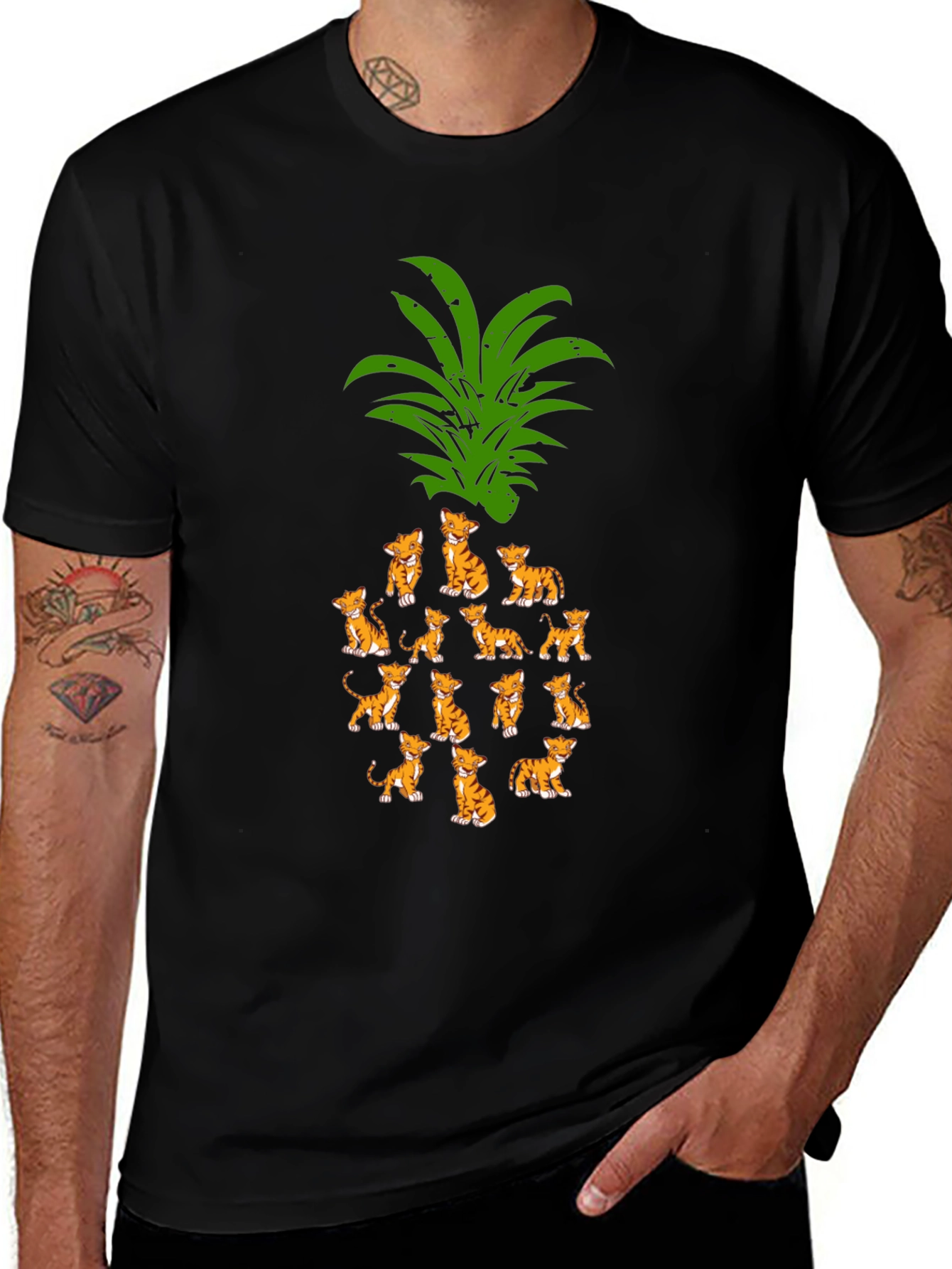 Variant 15 of Whimsical Kitten Pineapple Graphic Tee