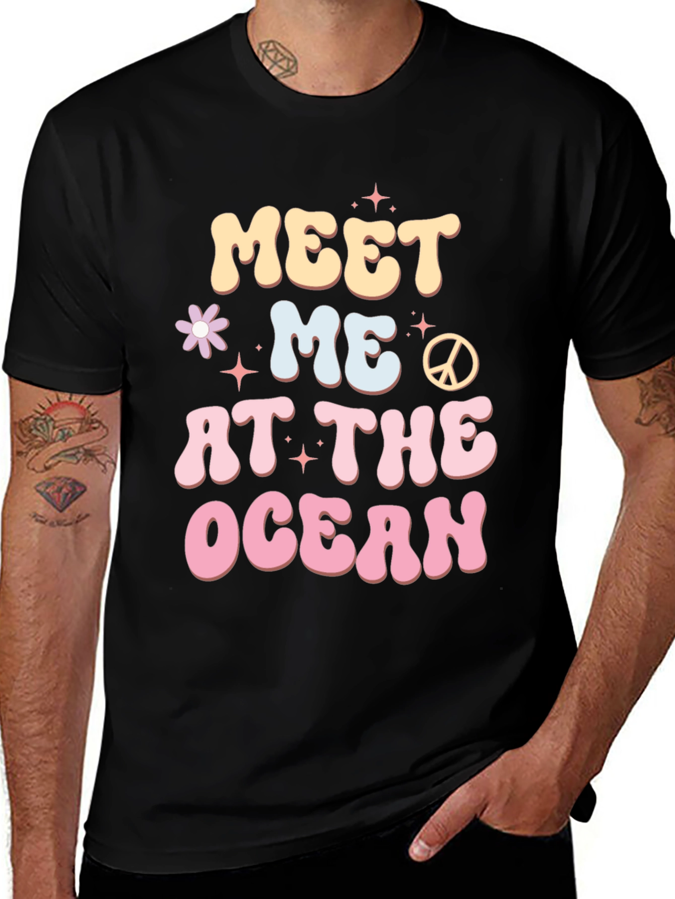 Variant 17 of Meet Me At The Ocean Black Graphic Tee