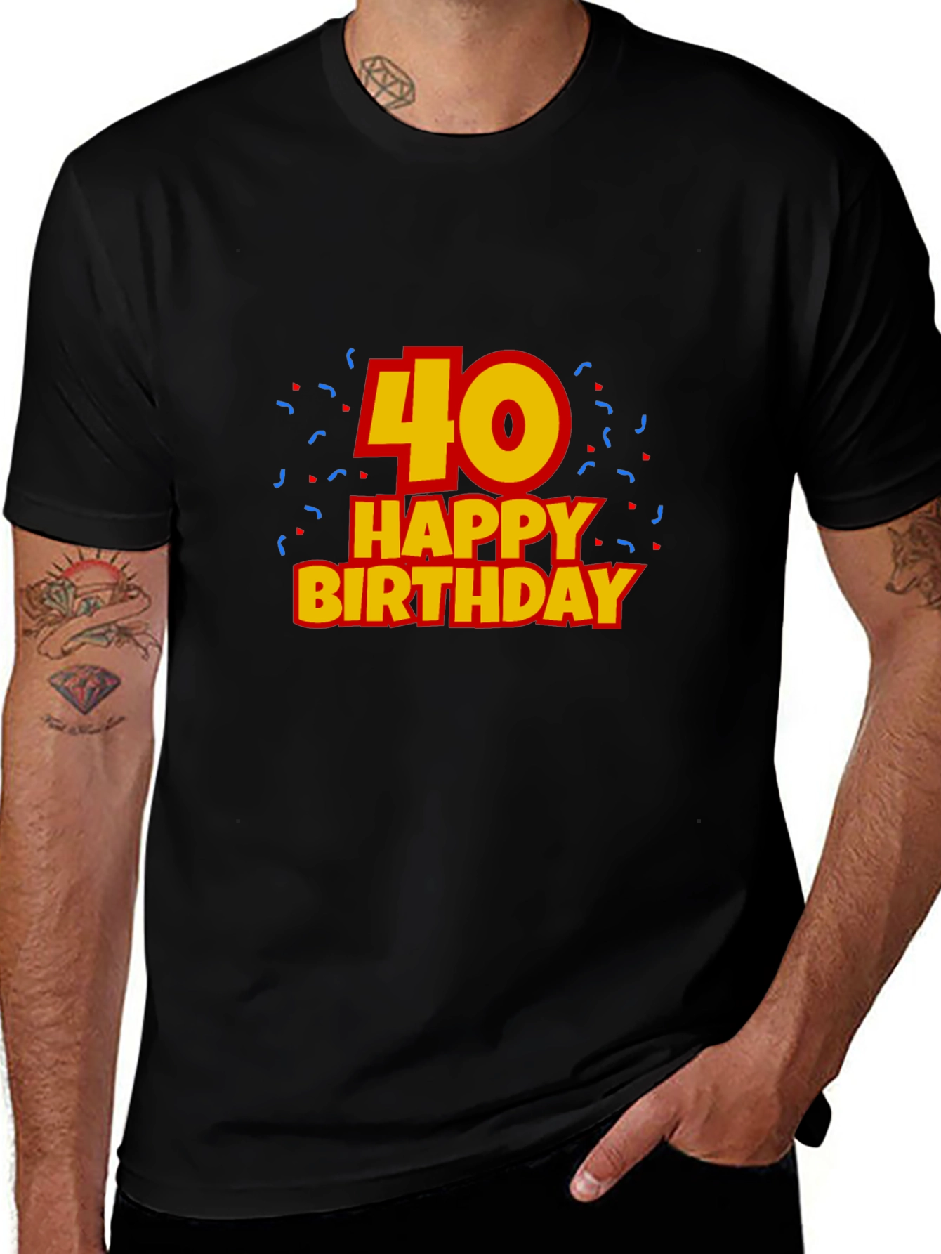 Variant 3 of 40th Happy Birthday Black T-Shirt