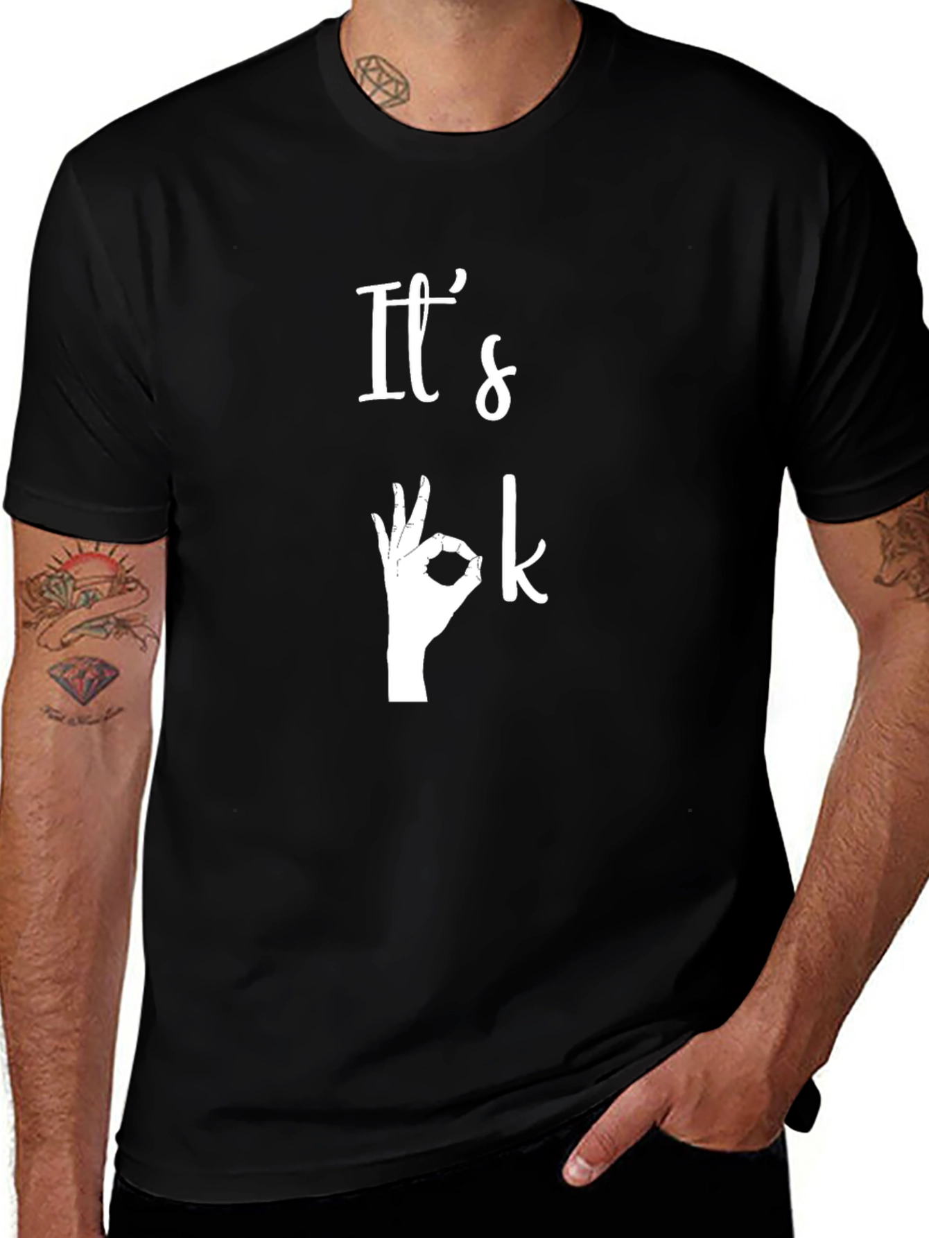 Variant 24 of It's Ok Hand Gesture Graphic Tee - Black