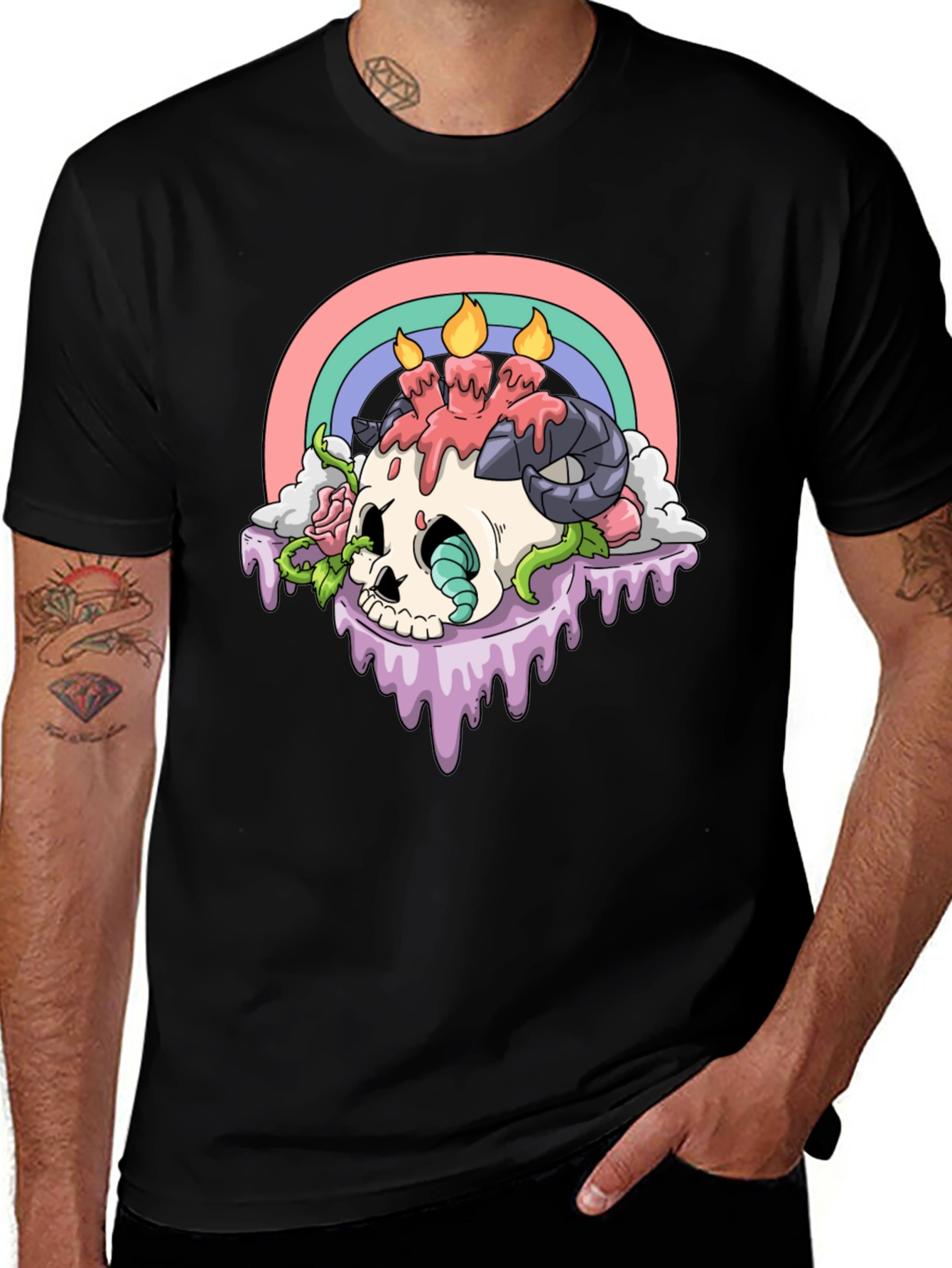 Variant 28 of Skull Candle Rainbow Graphic Tee