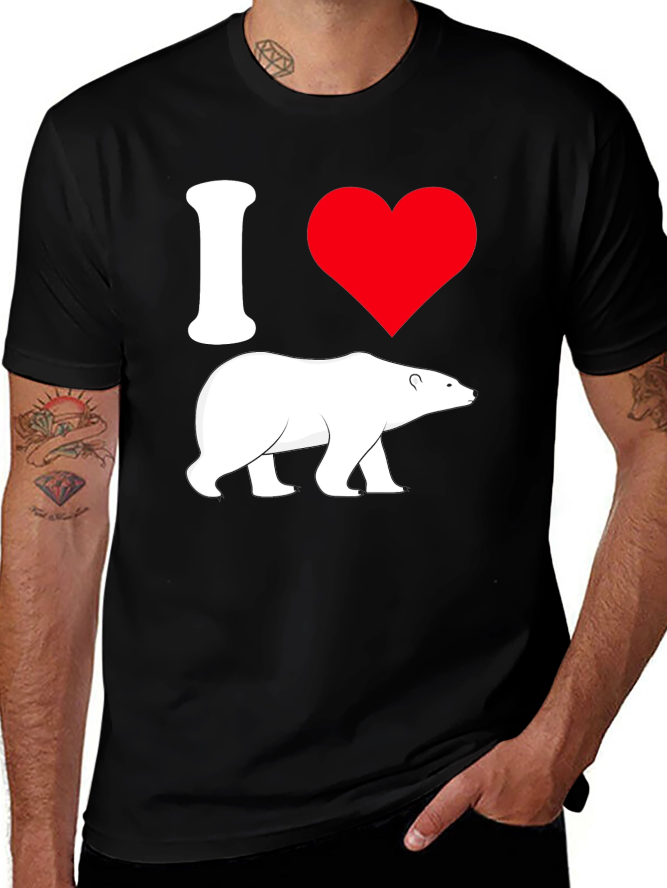 Variant 19 of I Heart Polar Bears Black T-Shirt - Animal Lover Tee