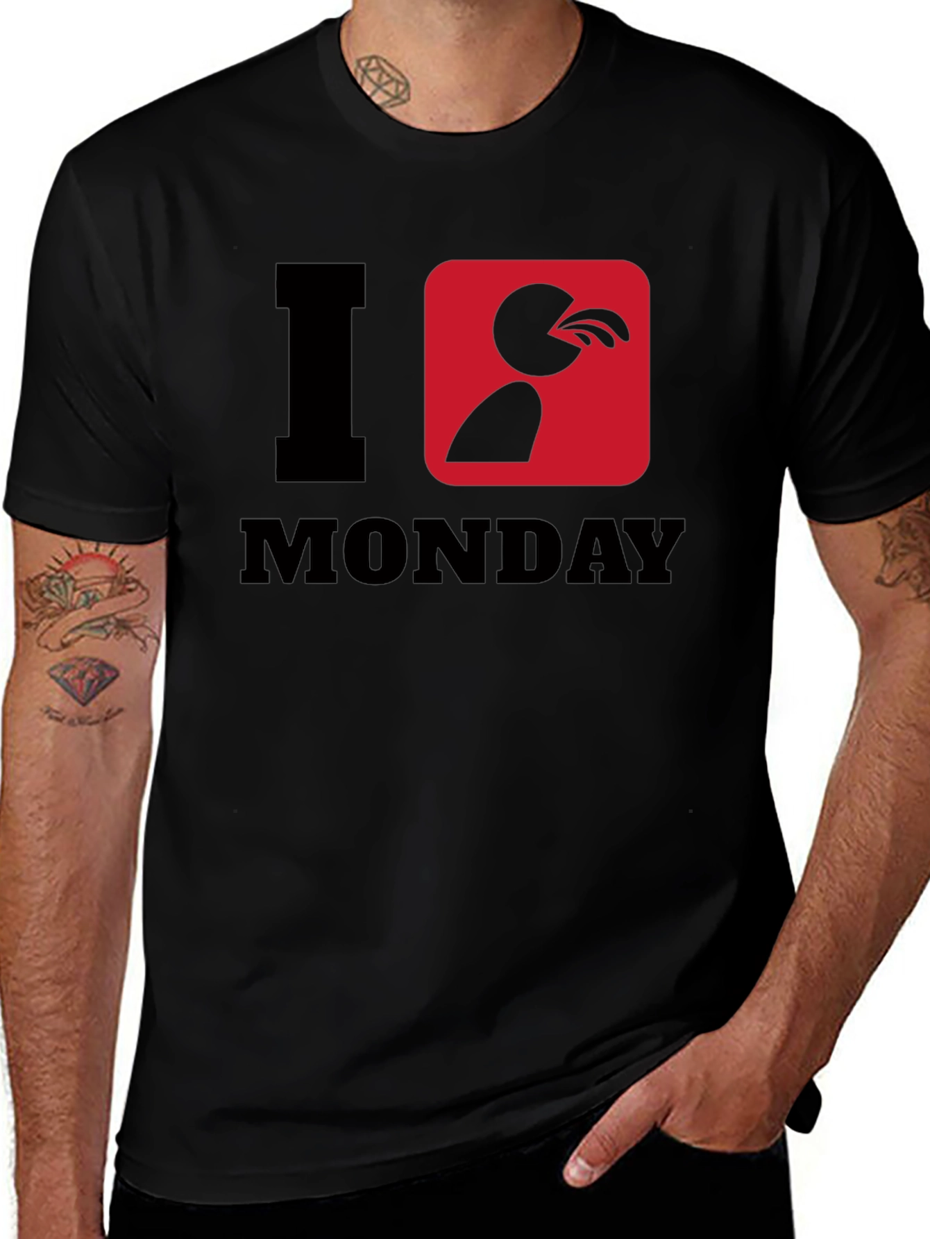 Variant 21 of I Puke Monday T-Shirt - Black Graphic Tee