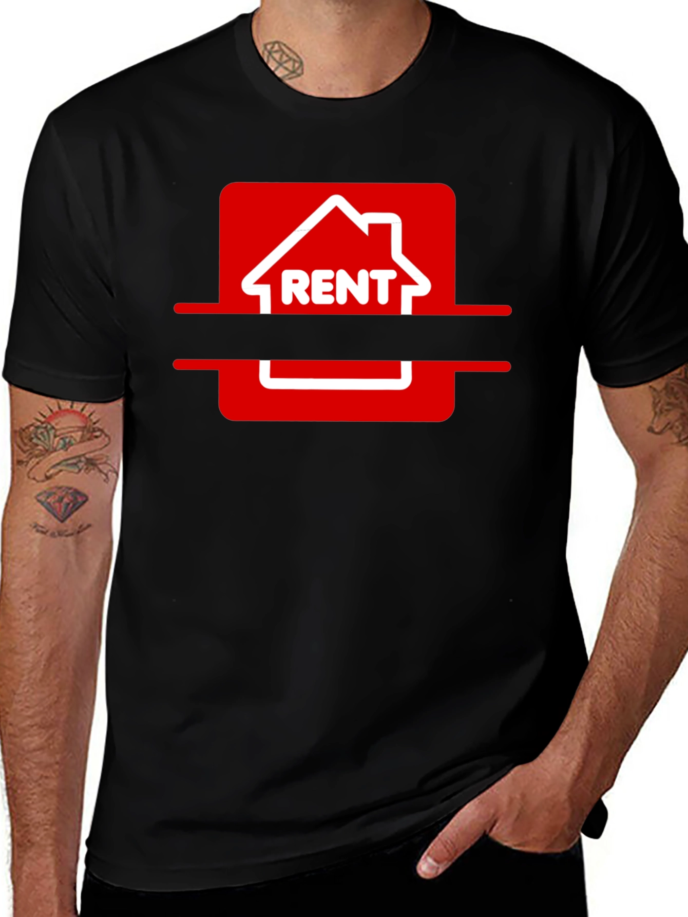 Variant 6 of Rent House Graphic Tee - Trendy Short Sleeve Black Shirt