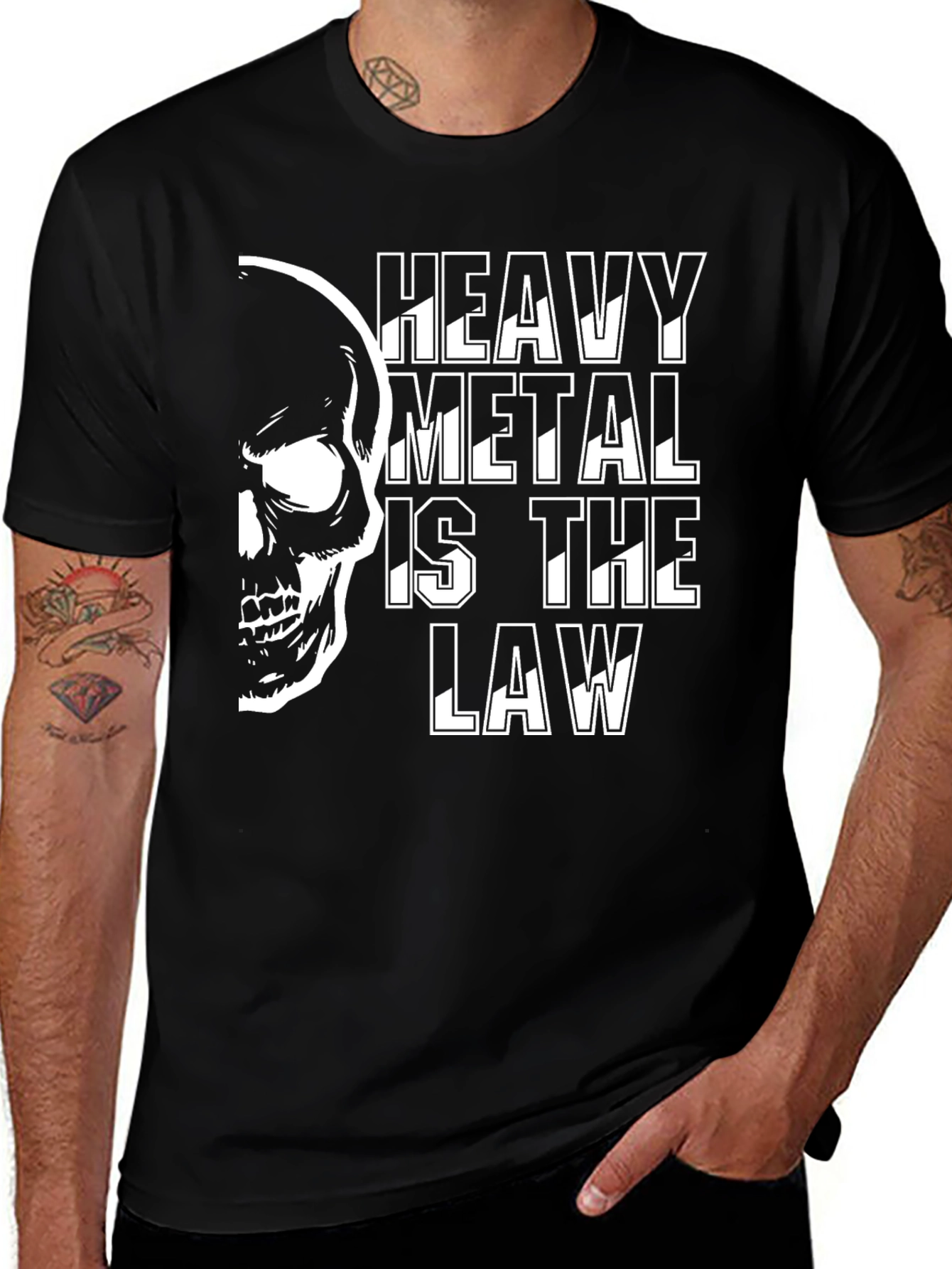 Variant 3 of Heavy Metal is the Law Skull Graphic T-Shirt