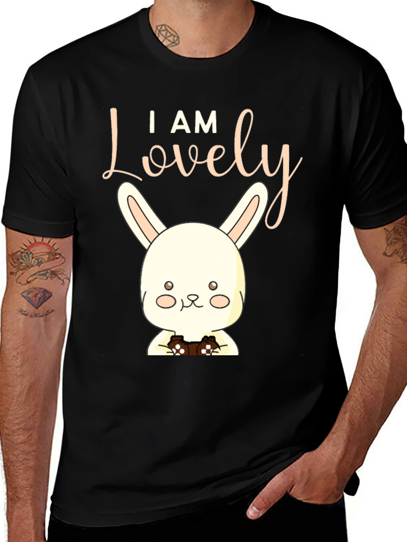 Variant 24 of I Am Lovely Bunny Graphic Tee - Black