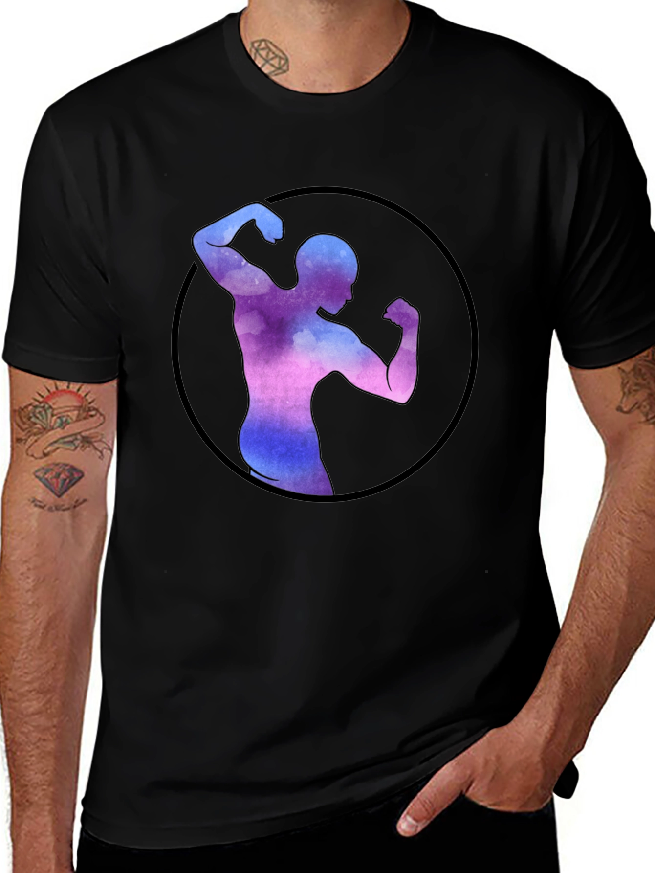 Variant 20 of Men's Black T-Shirt with Bodybuilder Graphic