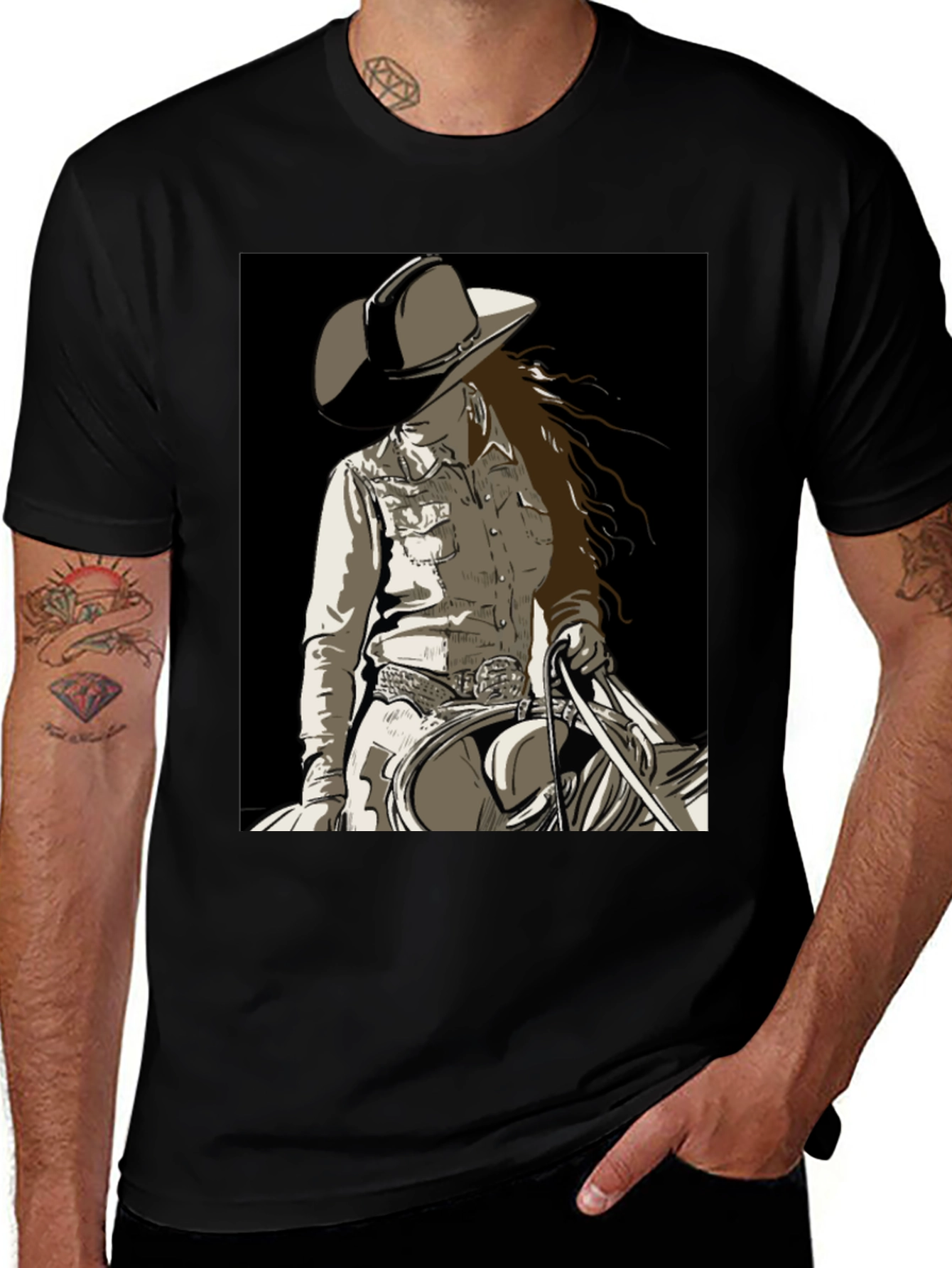 Variant 29 of Cowgirl Graphic Tee - Western Style T-Shirt