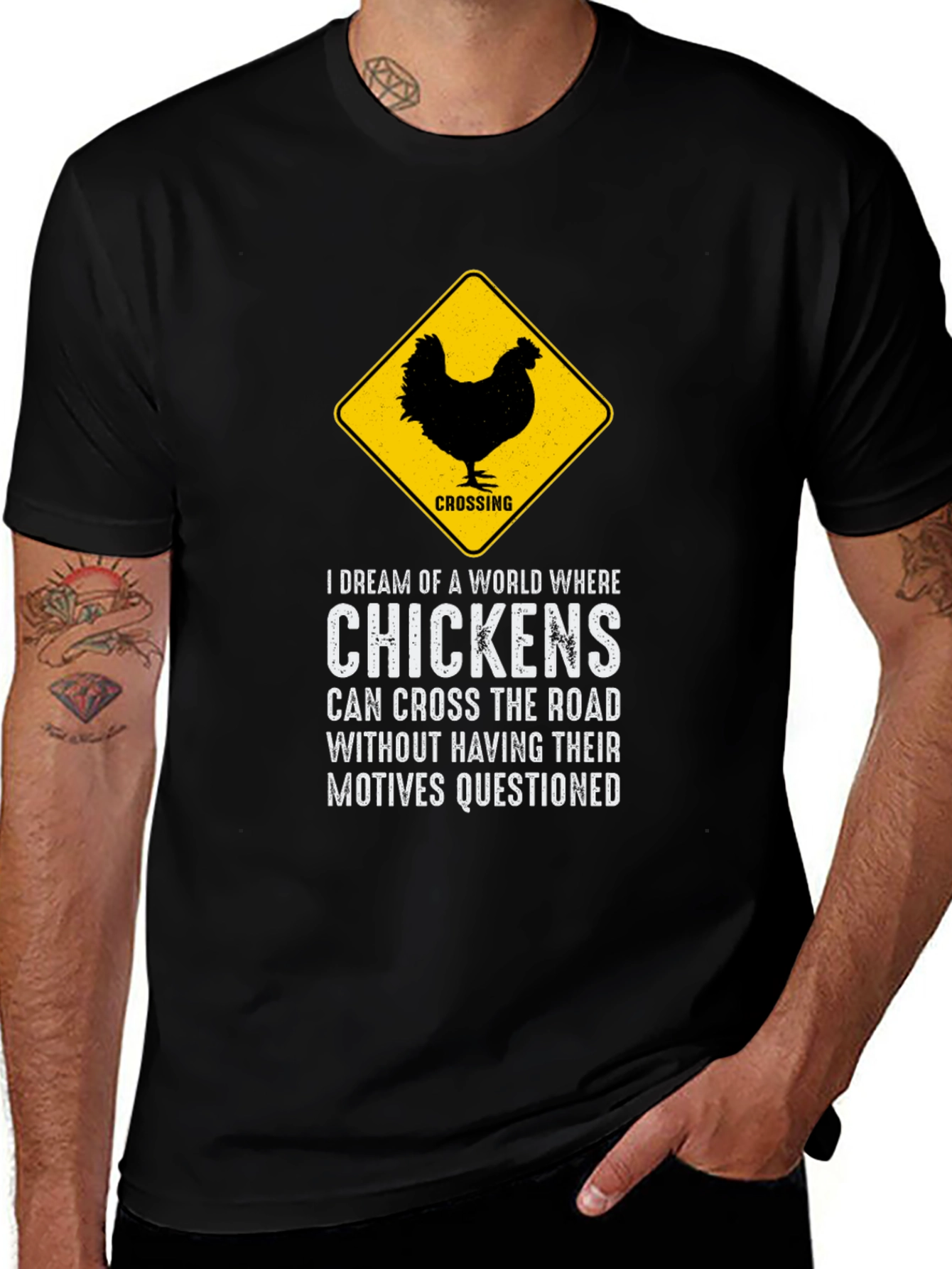 Variant 28 of Chicken Crossing T-Shirt - Funny Animal Humor Tee