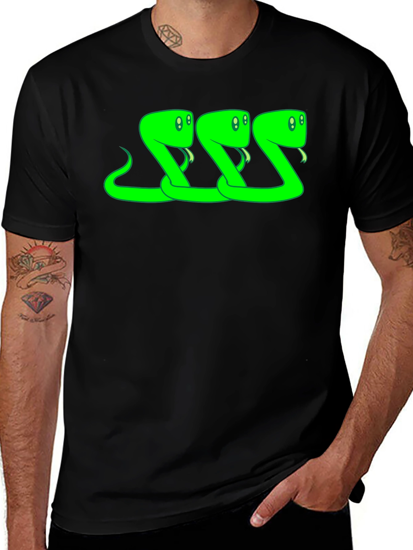 Variant 24 of Green Snake Cartoon Graphic Tee