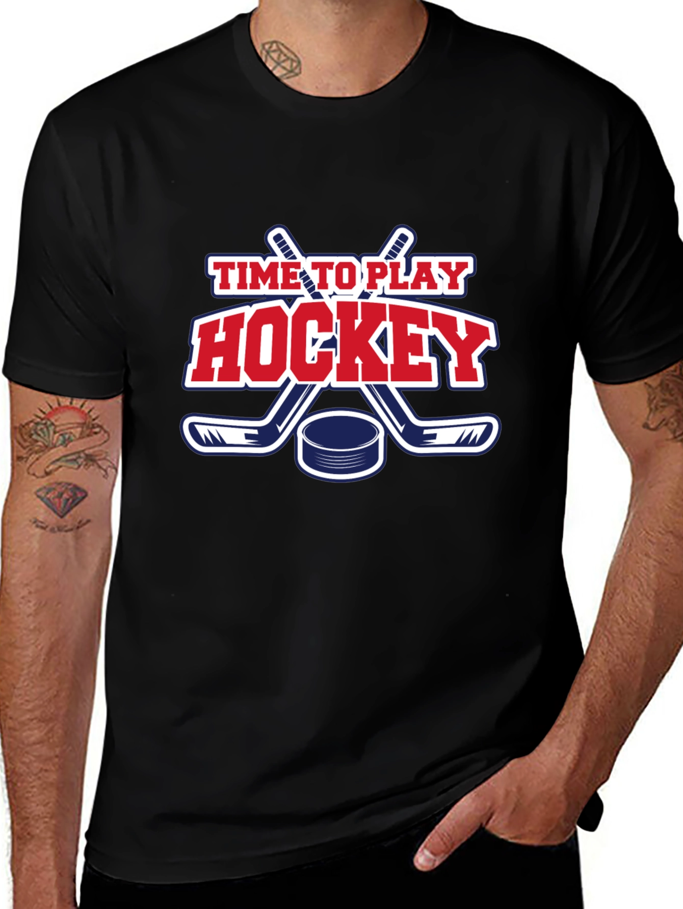 Variant 18 of Time to Play Hockey Graphic T-Shirt