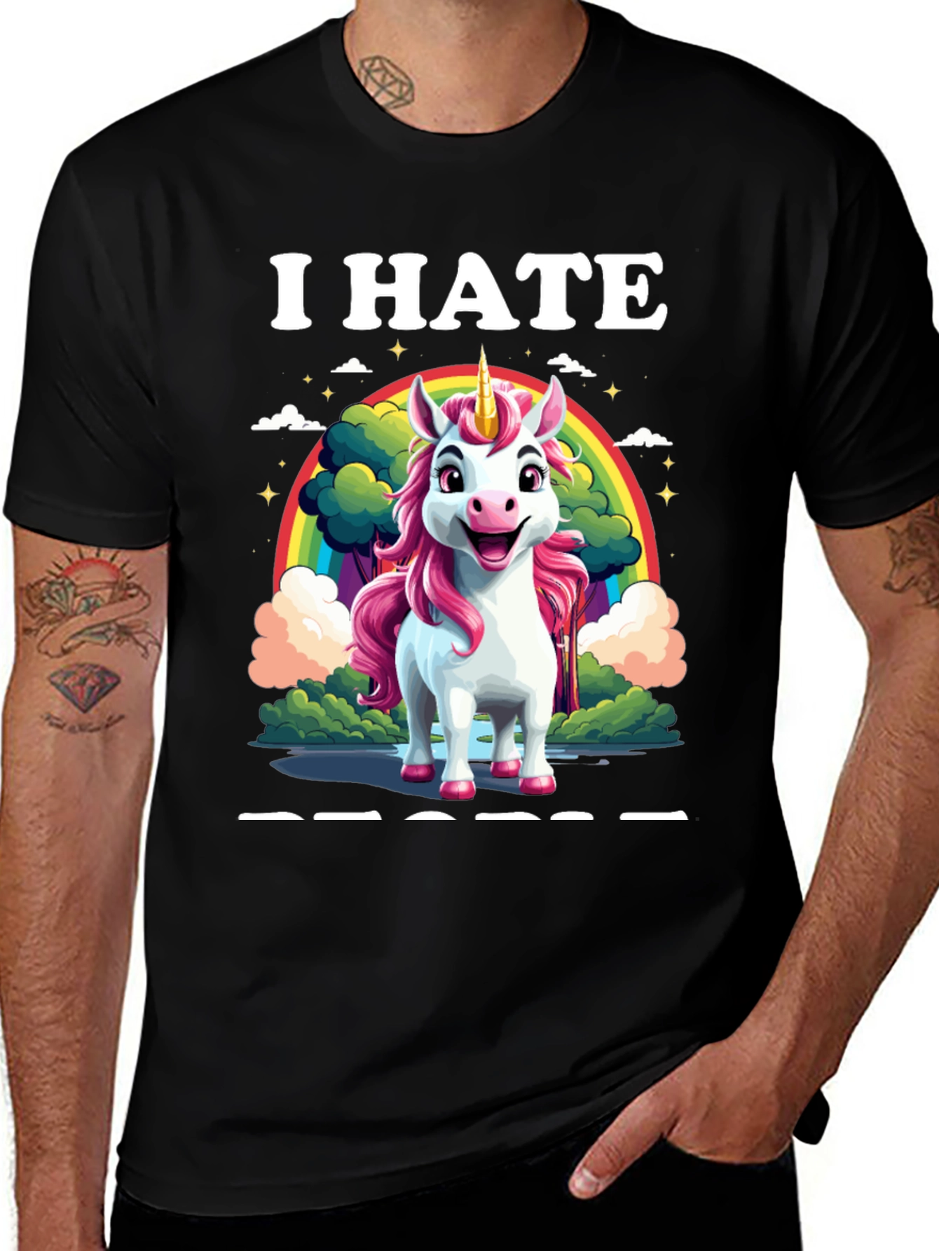 I Hate Unicorns Black T-Shirt