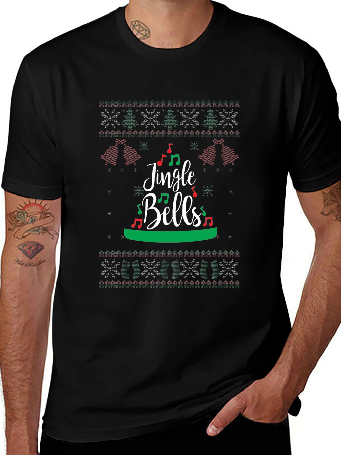 Jingle Bells Christmas T-Shirt - Ugly Sweater Style
