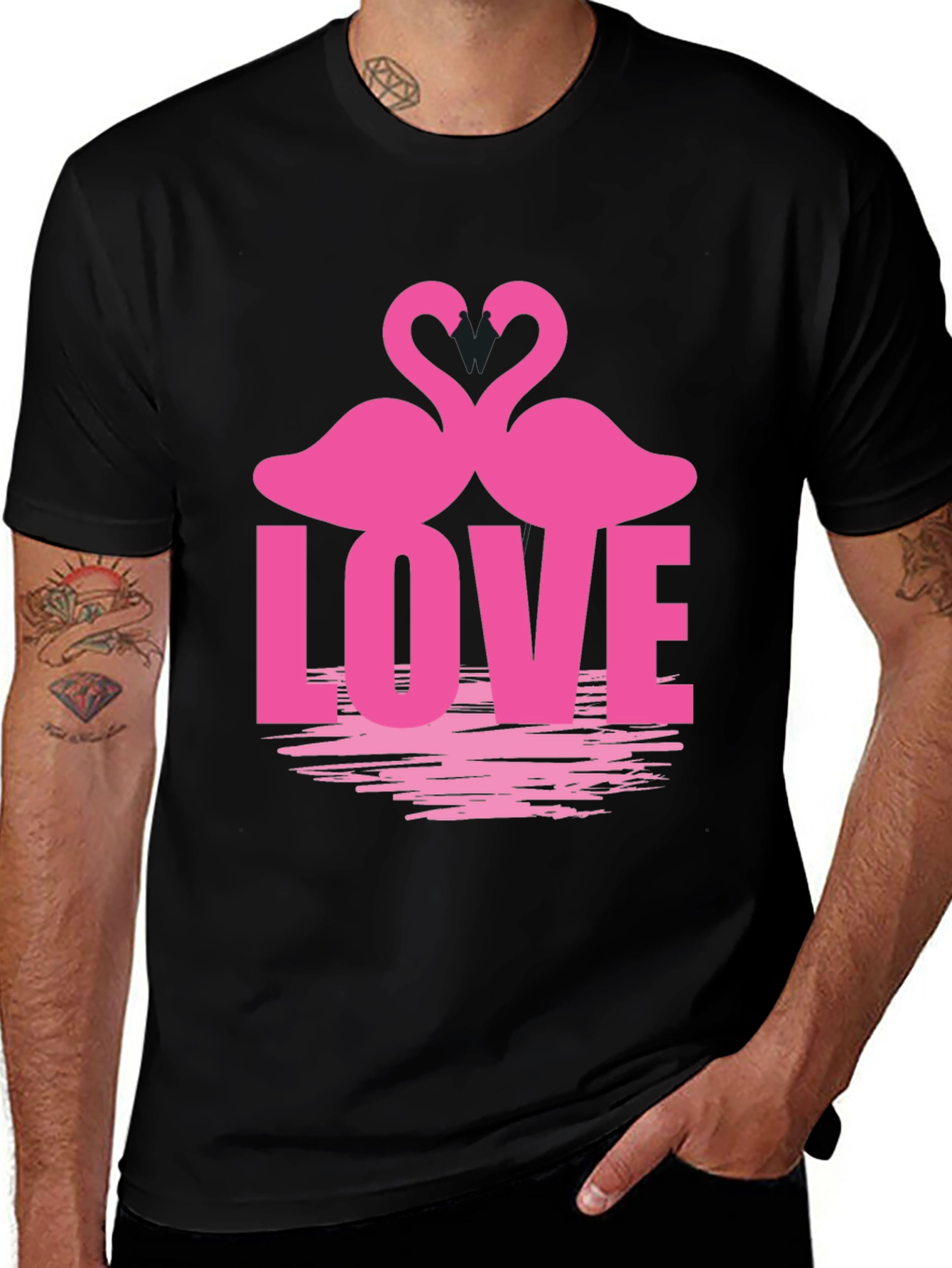 Variant 2 of Flamingo Love Graphic Tee - Romantic Casual Top