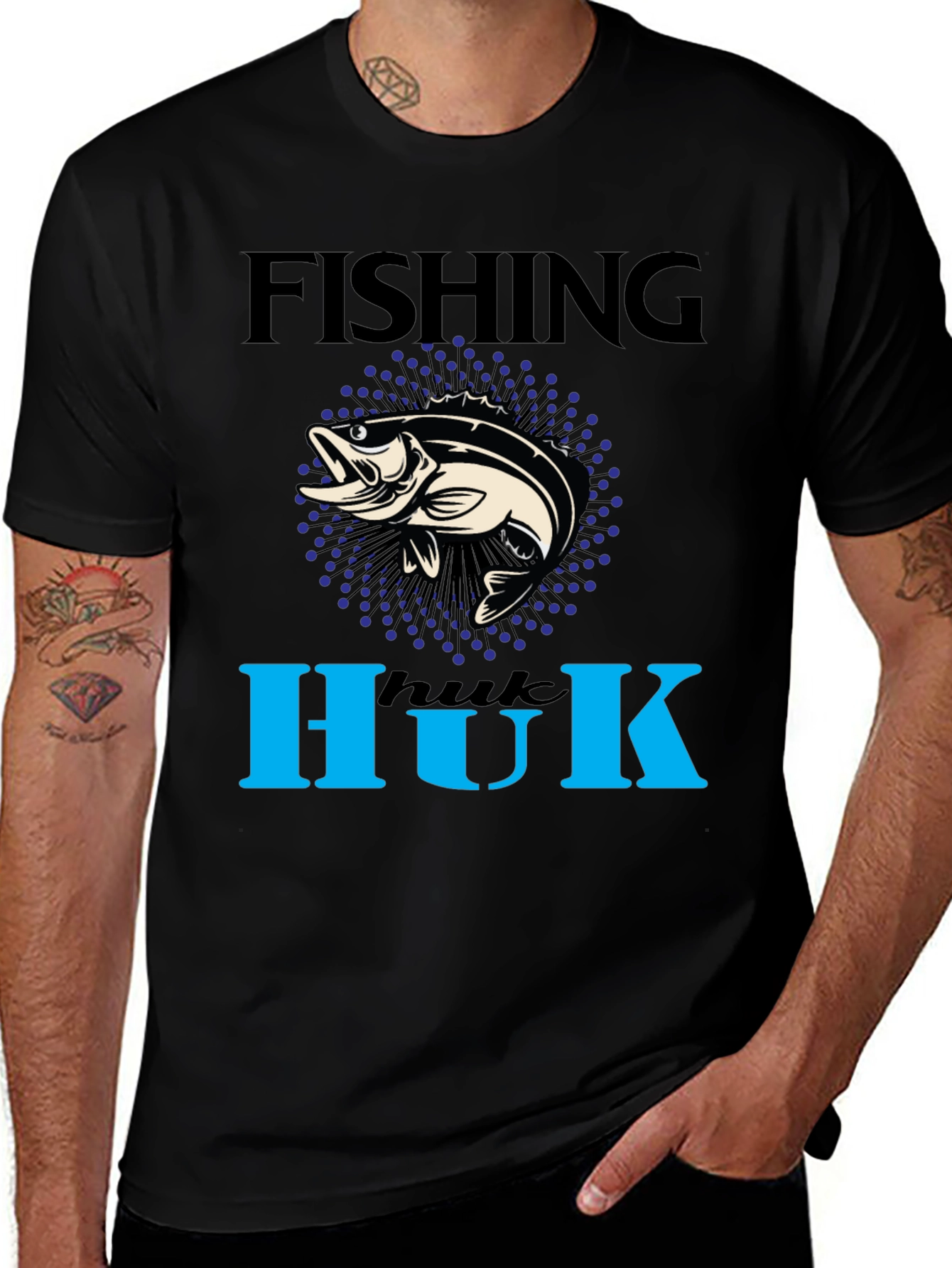 Variant 21 of Fishing Huk Men's Black Graphic Tee