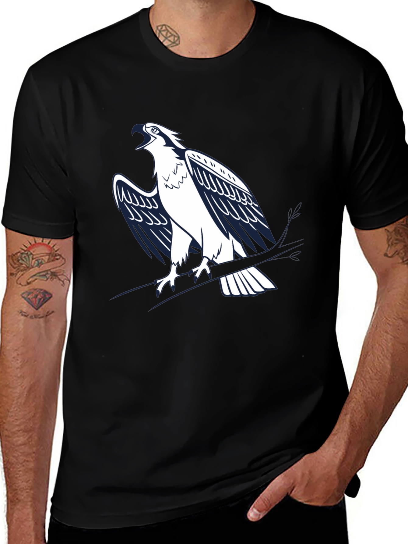 Variant 23 of Osprey Bird Graphic Tee - Men's Black T-Shirt