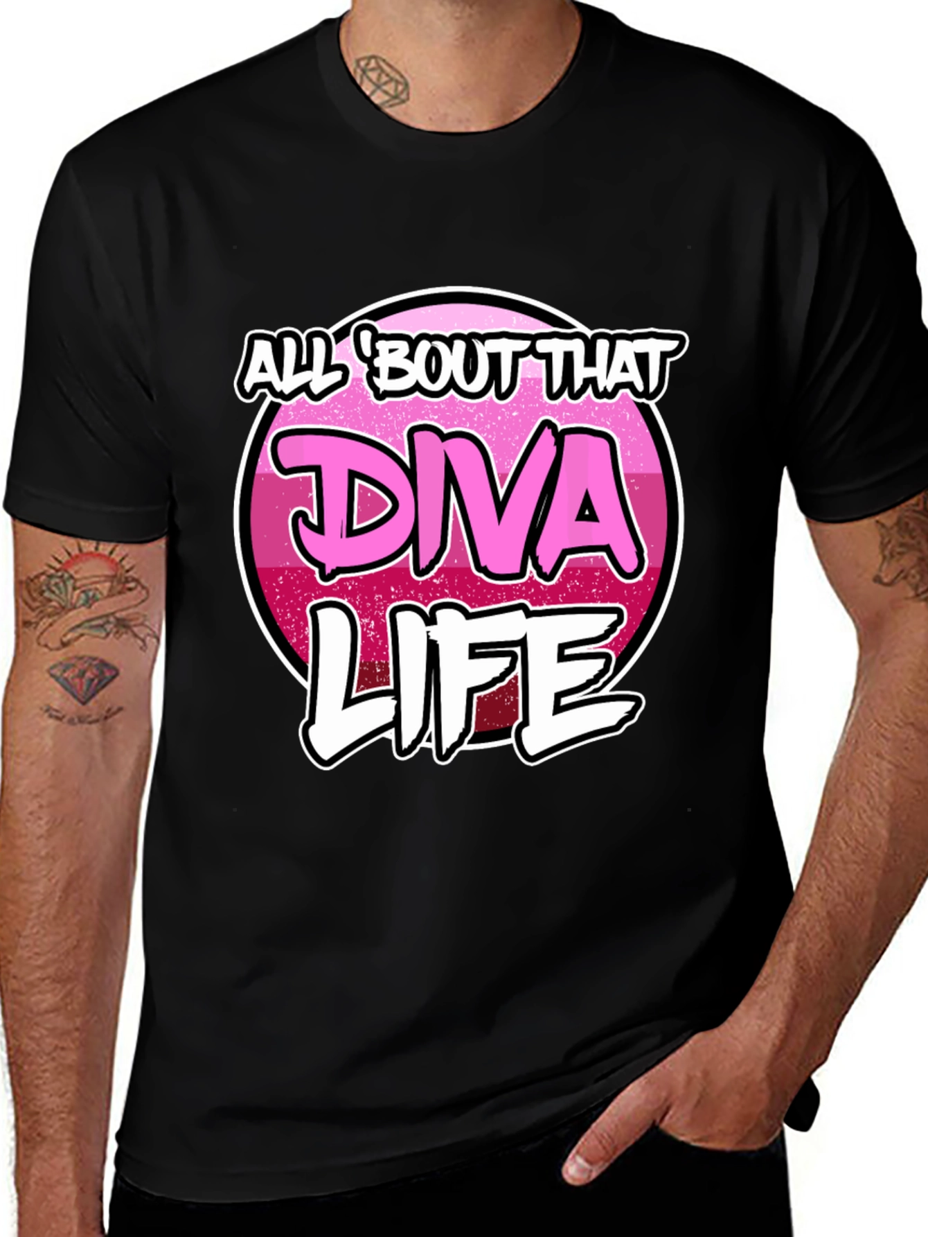 Variant 29 of Diva Life Graphic T-Shirt - Black Cotton Blend