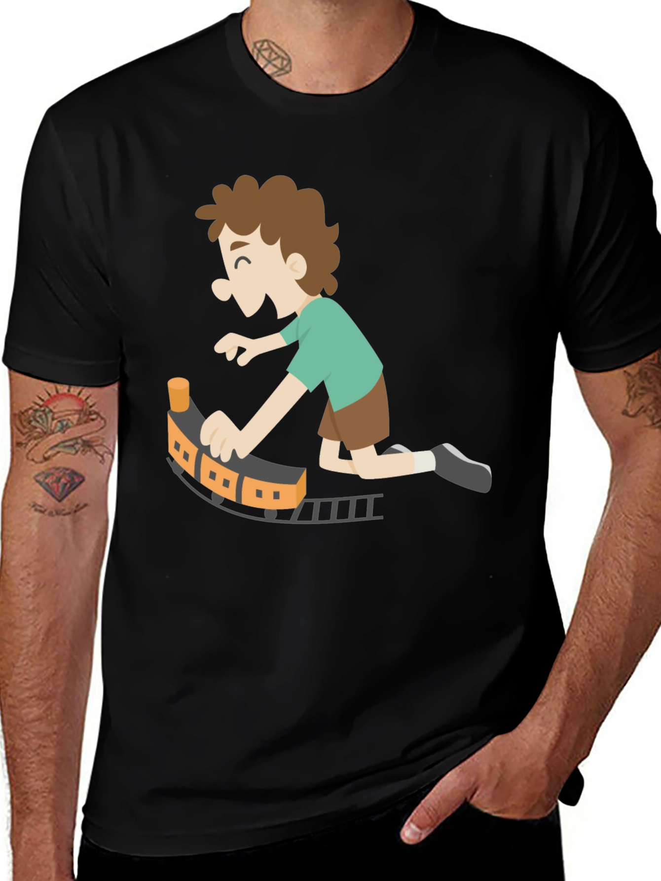 Black Toy Train Graphic Tee - Black Cotton Blend main image