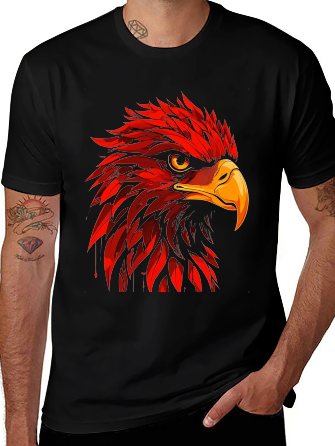 Variant 20 of Red Eagle Graphic Print Black T-Shirt