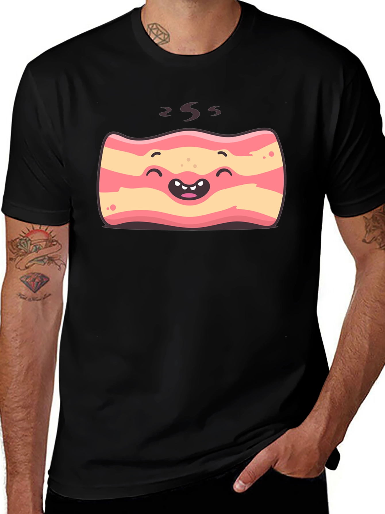 Variant 2 of Funny Bacon Graphic Tee -  Novelty Food Shirt