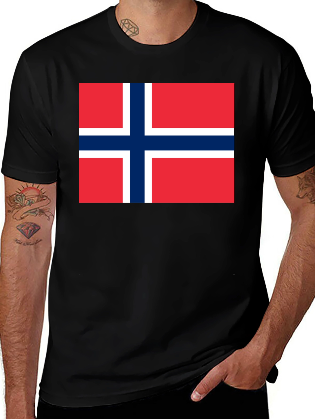 Norway Flag T-Shirt - Black Cotton Tee
