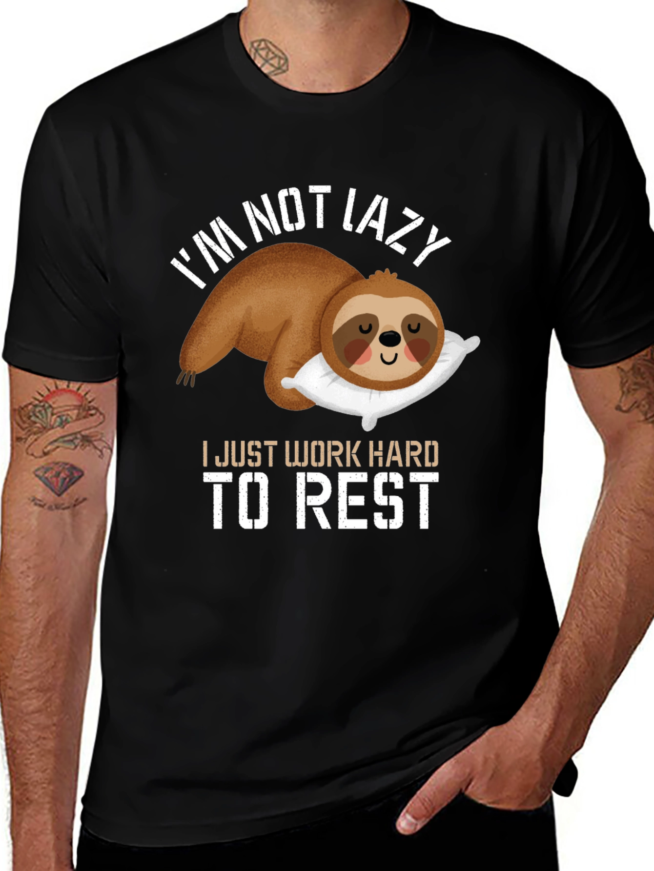 Variant 18 of Funny Sloth T-Shirt - I Work Hard To Rest