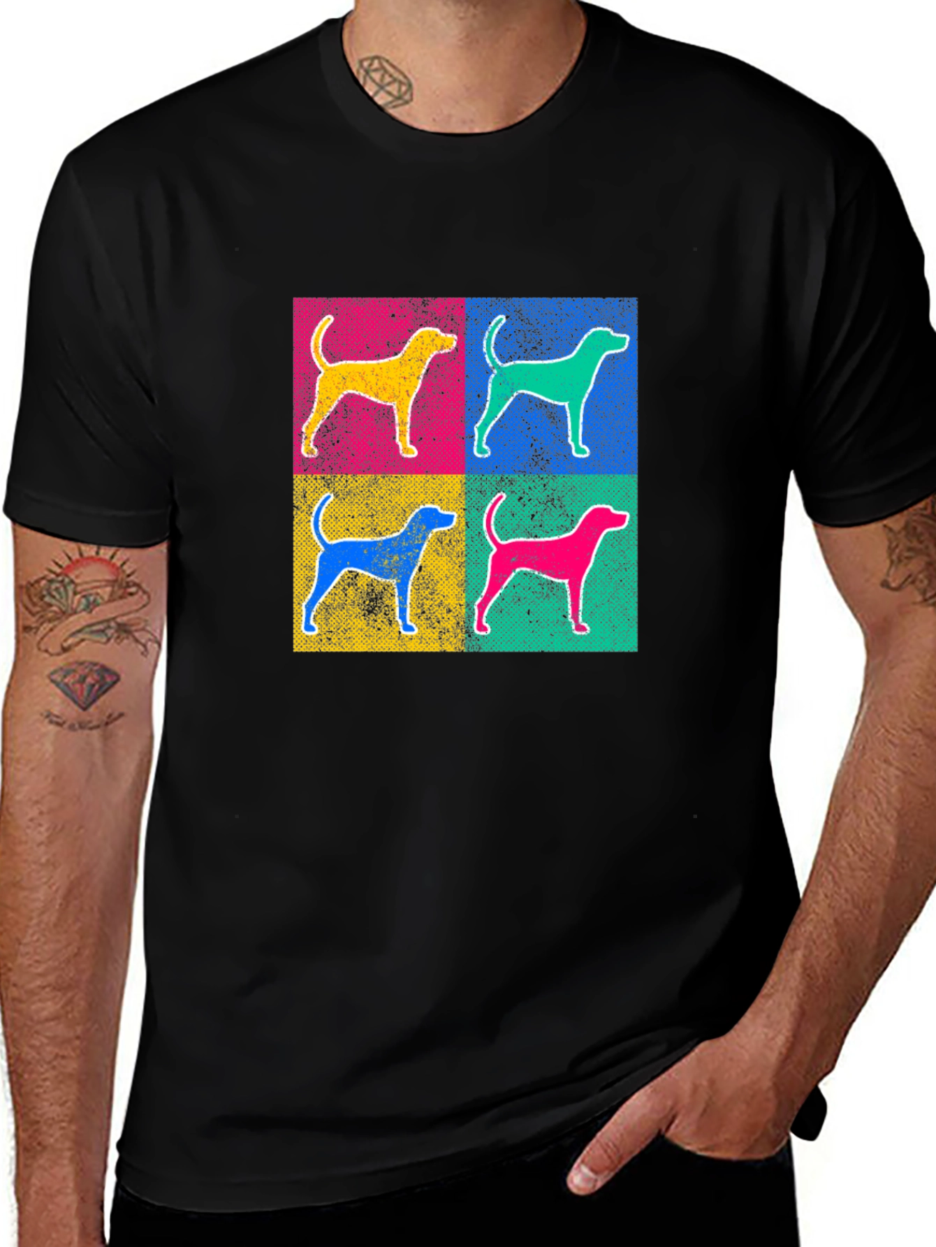Variant 24 of Pop Art Dog Graphic Tee - Unisex Black T-Shirt